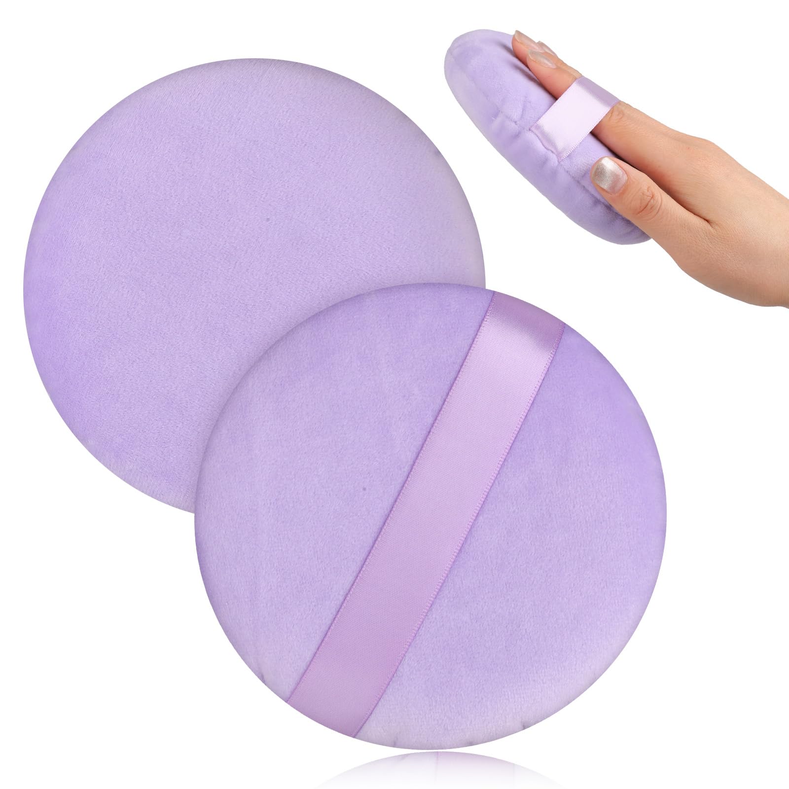 5 Inch Body Powder Puff, 1 Pack Ultra Soft Velour Setting Powder Puffs Large Washable Round Makeup Sponge Applicator For Face Cl