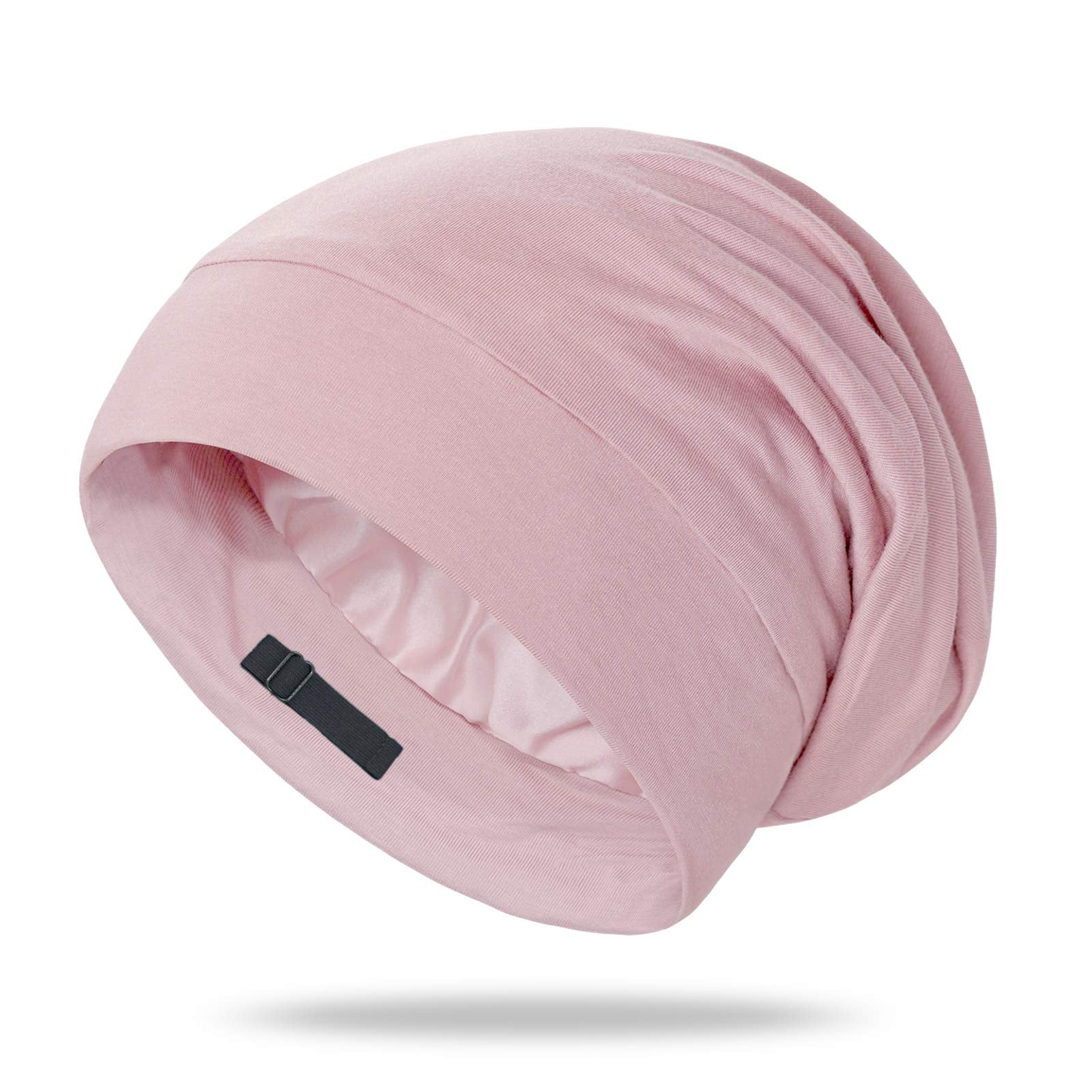 OLESILK 100% Mulberry Silk Bonnet for Sleeping, Medium Size, Pink Sleep Cap