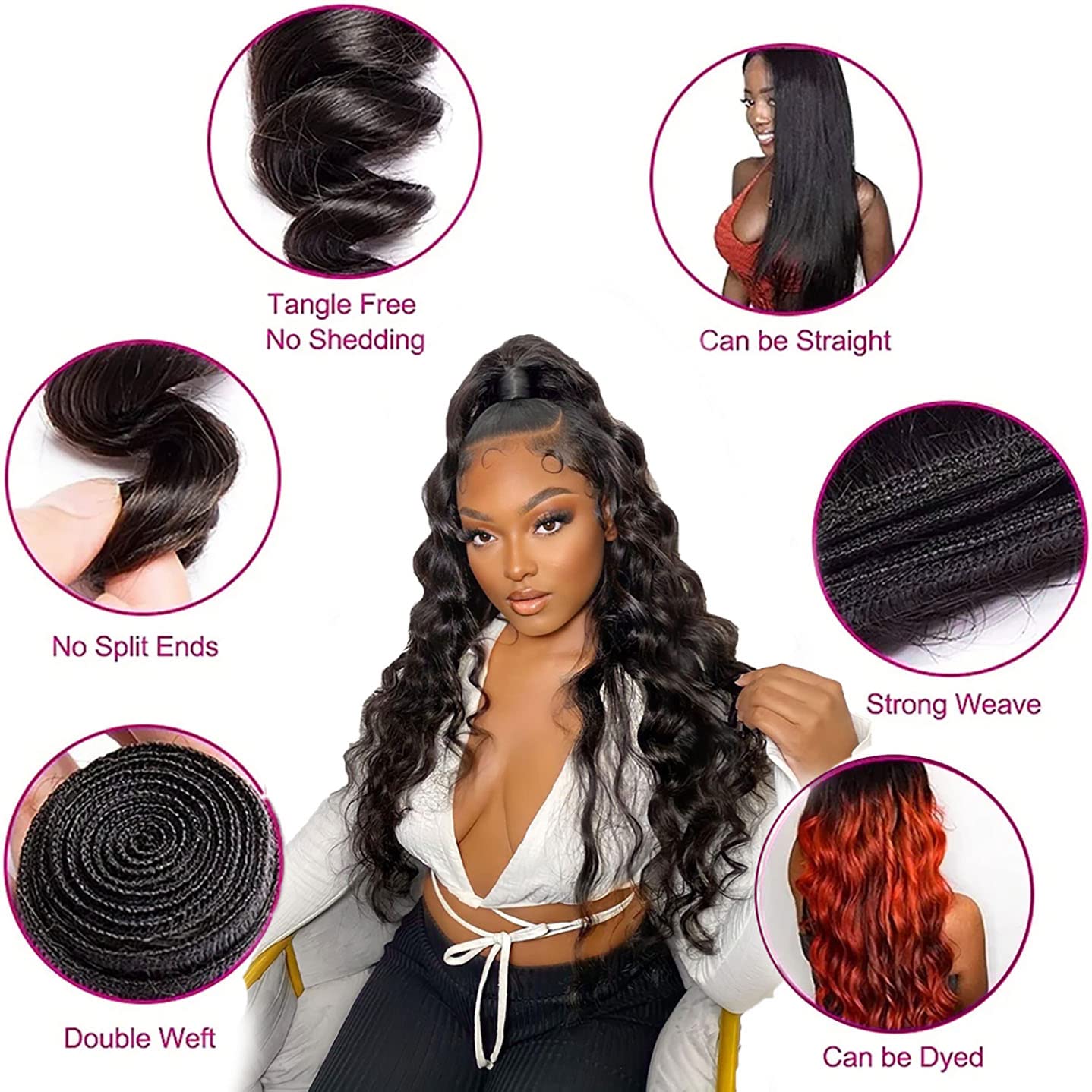 Loose Wave Bundles With 4X4 Lace Closure Free Part (10 12 14+10) Inch Loose Wave Human Hair Bundles Loose Deep Wave Hair 3 Bundl