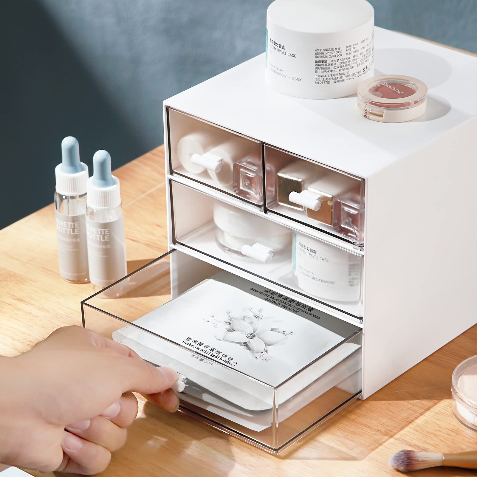 Marknor Makeup / Desk Organizer with 4 Drawers, Sundries Vanity Organizer, Cosmetic Organizer, Desk Storage Box, Bathroom Counte