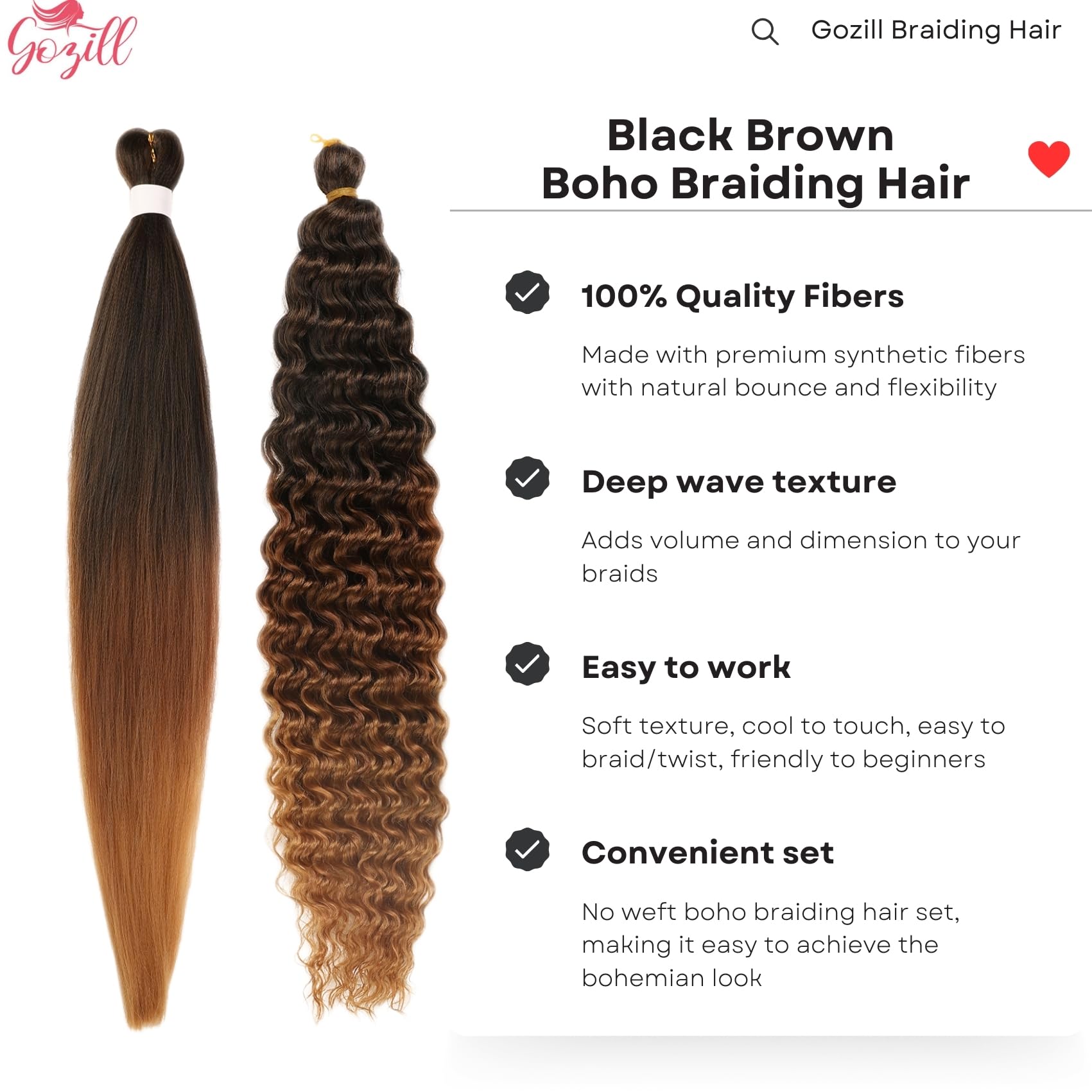 Brown to Honey Blonde Braiding Hair Pre Stretched for Boho Braids Ombre Synthetic Deep Wave Boho Braids Hair for Braiding