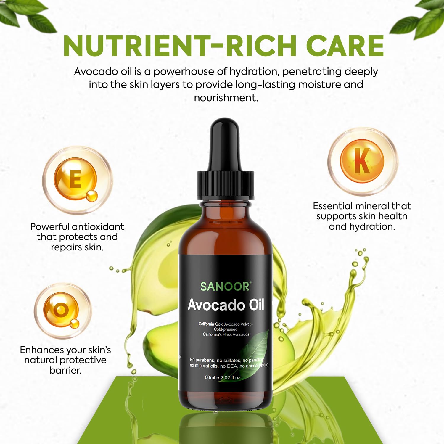 Sanoor California Gold Avocado Oil - 100% Pure & Cold-Pressed - Premium Grade For Hair & Skin With Nutrient-Rich Hair Butter - 2