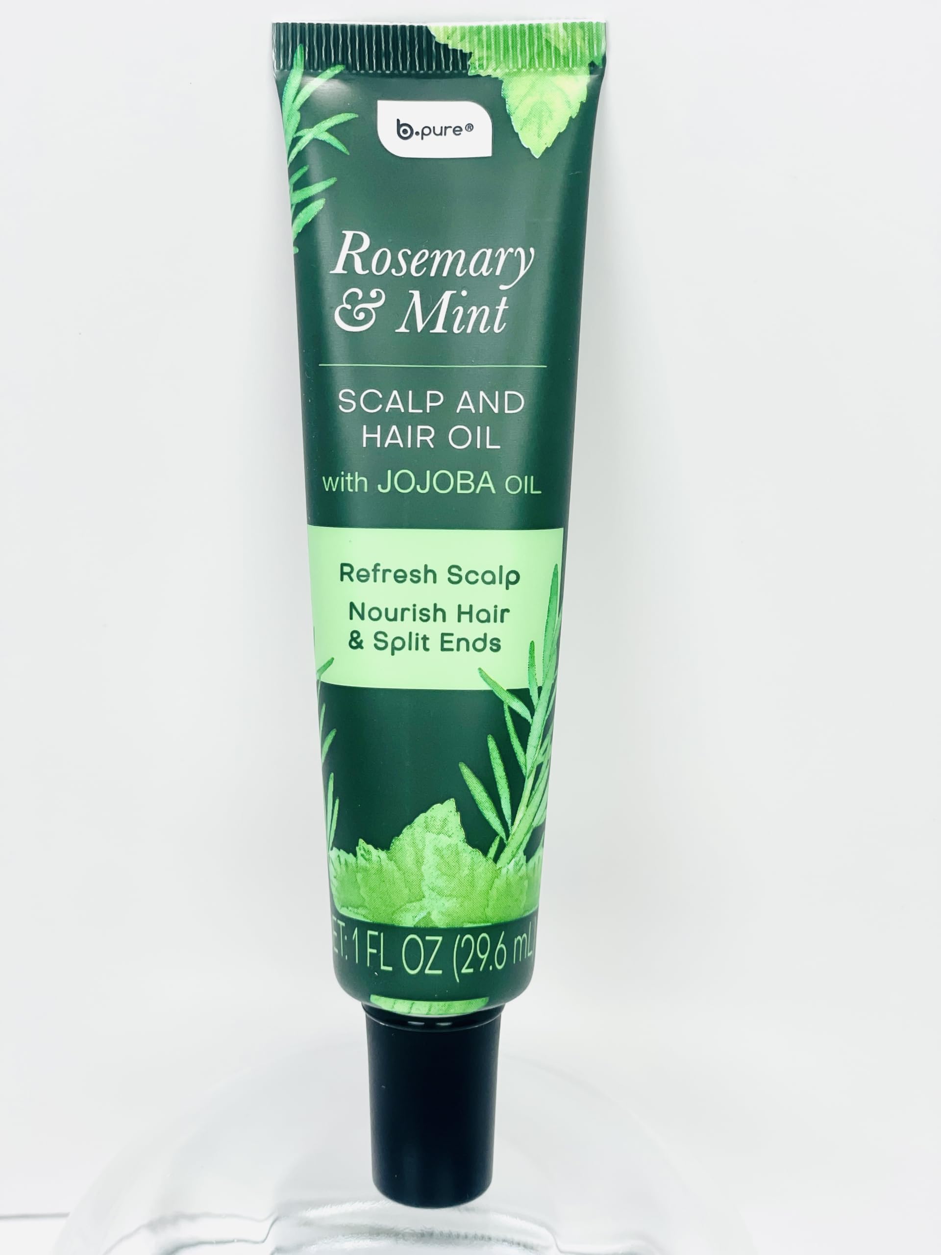 b.pure Rosemary & Mint Scalp and Hair Oil with Jojoba Oil, Refreshes Scalp, Nourishes Split Ends, 1 fl oz