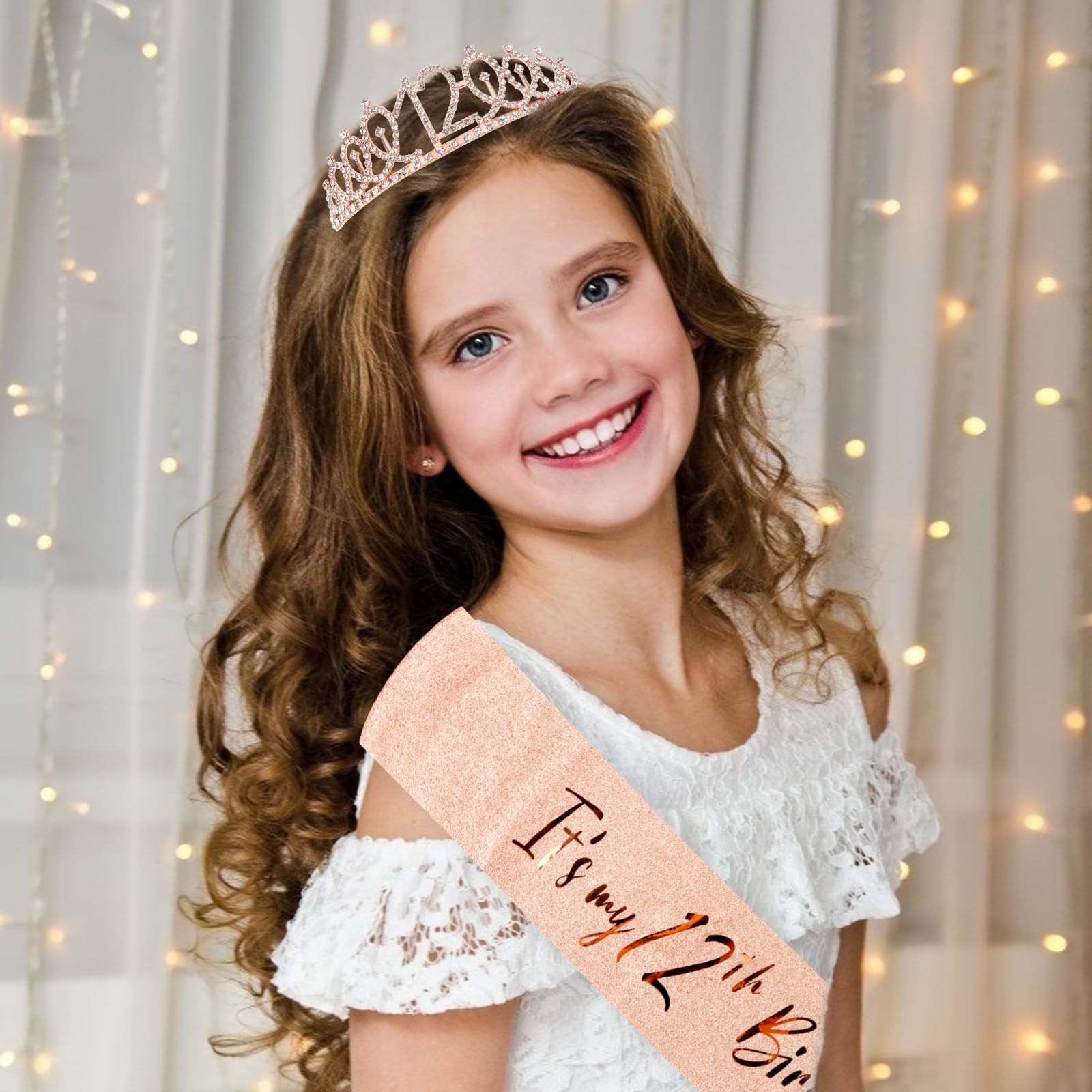 Cieher 12Th Birthday Crown + 12Th Birthday Sash + Pearl Pin Set, It'S My 12Th Birthday Sash, 12 Birthday Tiara, 12Th Birthday De