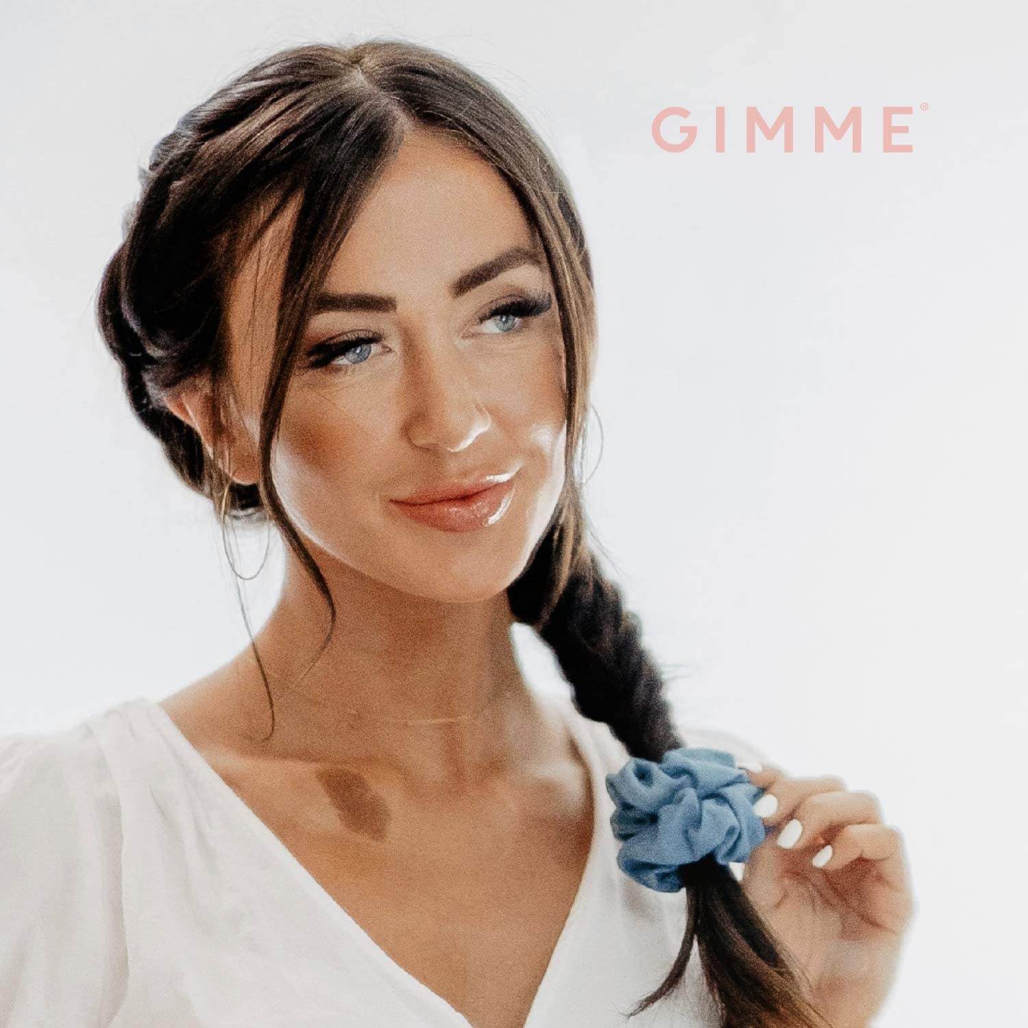 Gimme Beauty - Hair Scrunchies Variety Pack - Denim, Corduroy, Faux Leather, Blush, and Velvet Scrunchies - Gentle All Day Hold