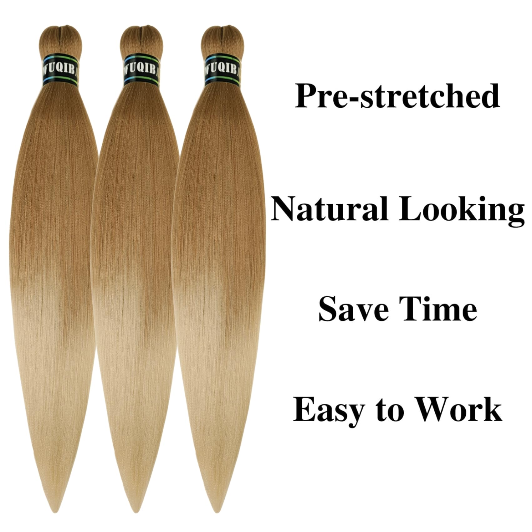 Ginger Blonde Braiding Hair Pre stretched Box Braiding Hair Extensions for Knotless Braids Mixed Feed in Braids Hair for Braidin