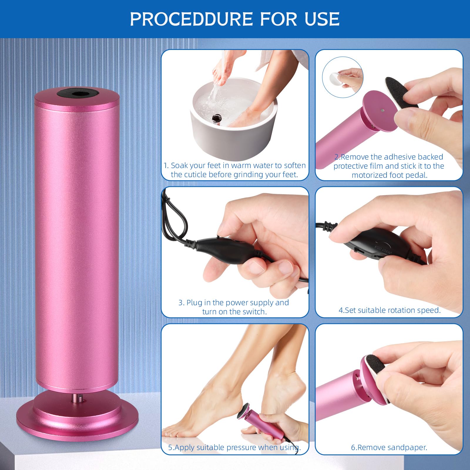 Electric Foot Filer-Electric Foot Callus Remover, Callus Remover For Feet, Dermave Electric Foot Callus Remover, 60Pcs Snding Di