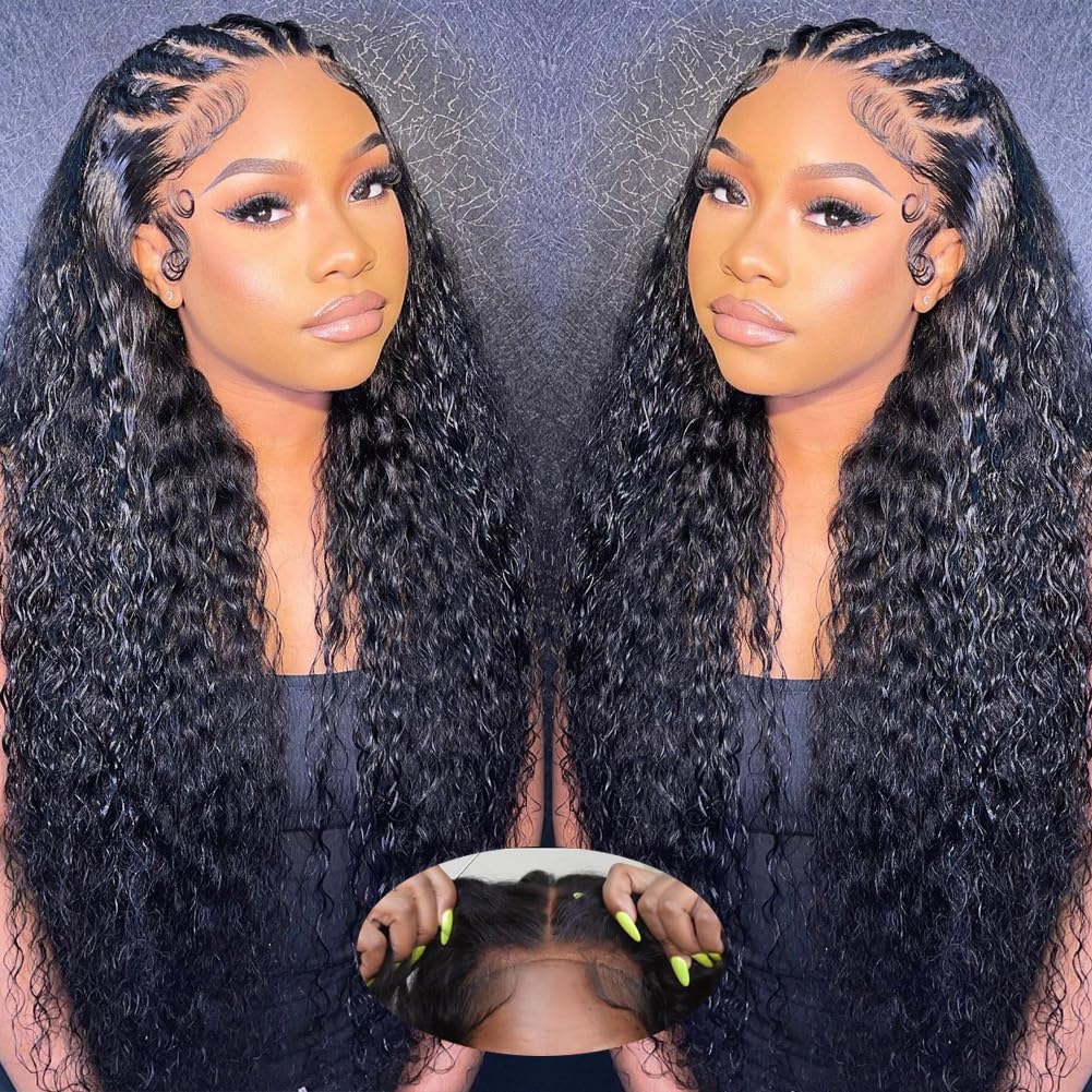 Water Wave Wear And Go Glueless Wigs Human Hair Pre Plucked 180 Density 26 Inch Wet And Wavy Human Hair Wigs For Women 4X4 Hd La