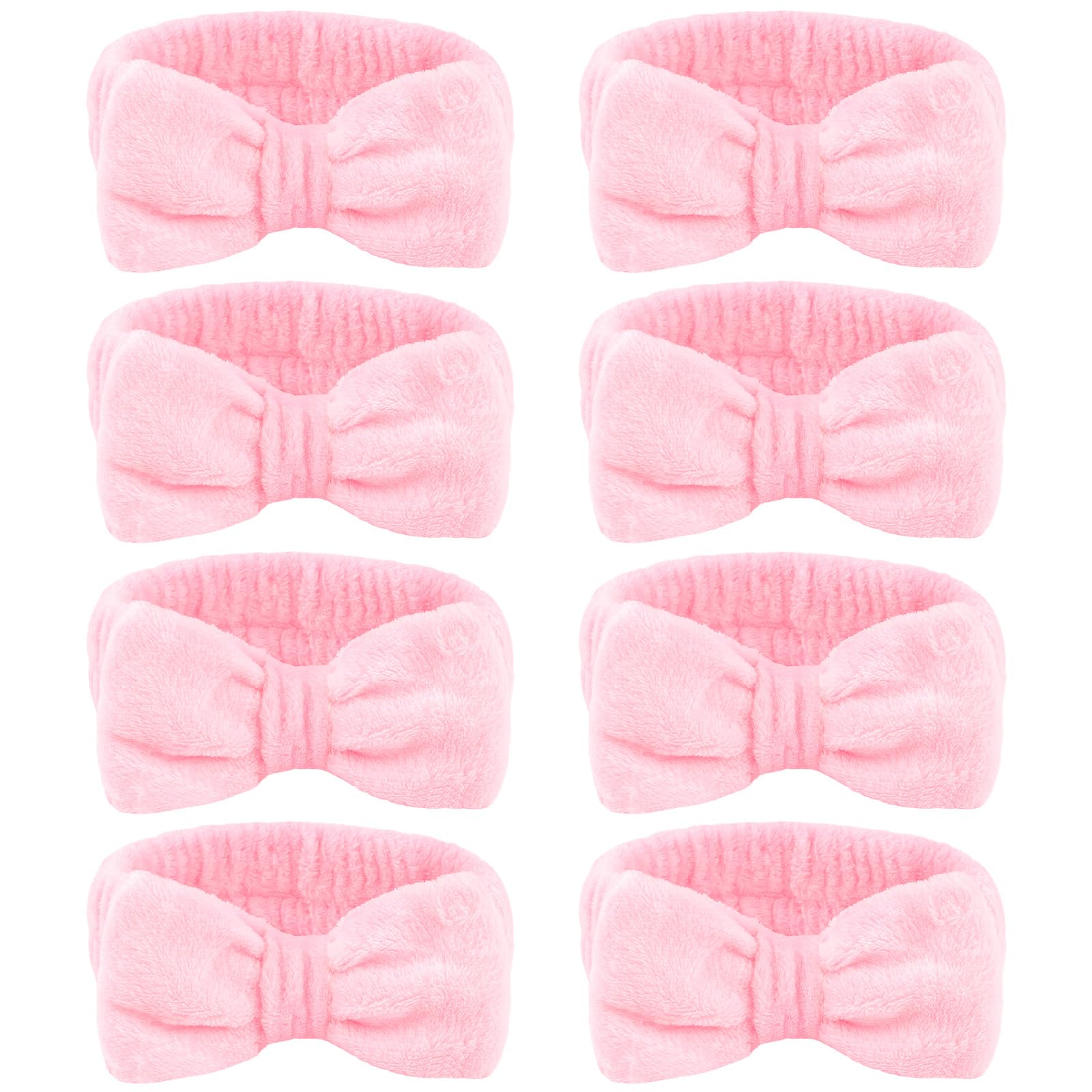 CIEHER 8 Pcs Spa Headbands for Women Girls' Party, Bachelorette Party Favors - Pink Spa Makeup Headband for Teen, Party Gifts fo