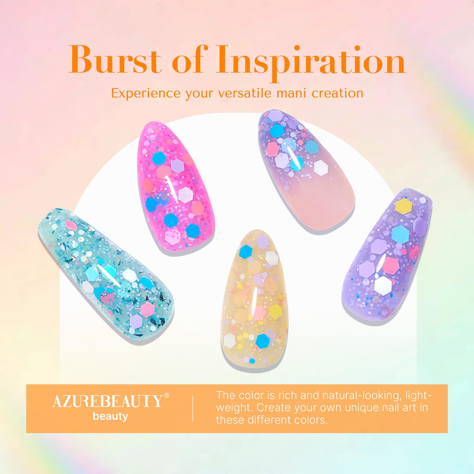 Azurebeauty Dip Powder Nail Set, 6 Colors Pink Purple Green Glitter Cheese Colors Natural Dipping Powder Starter Spring Kit, Fre