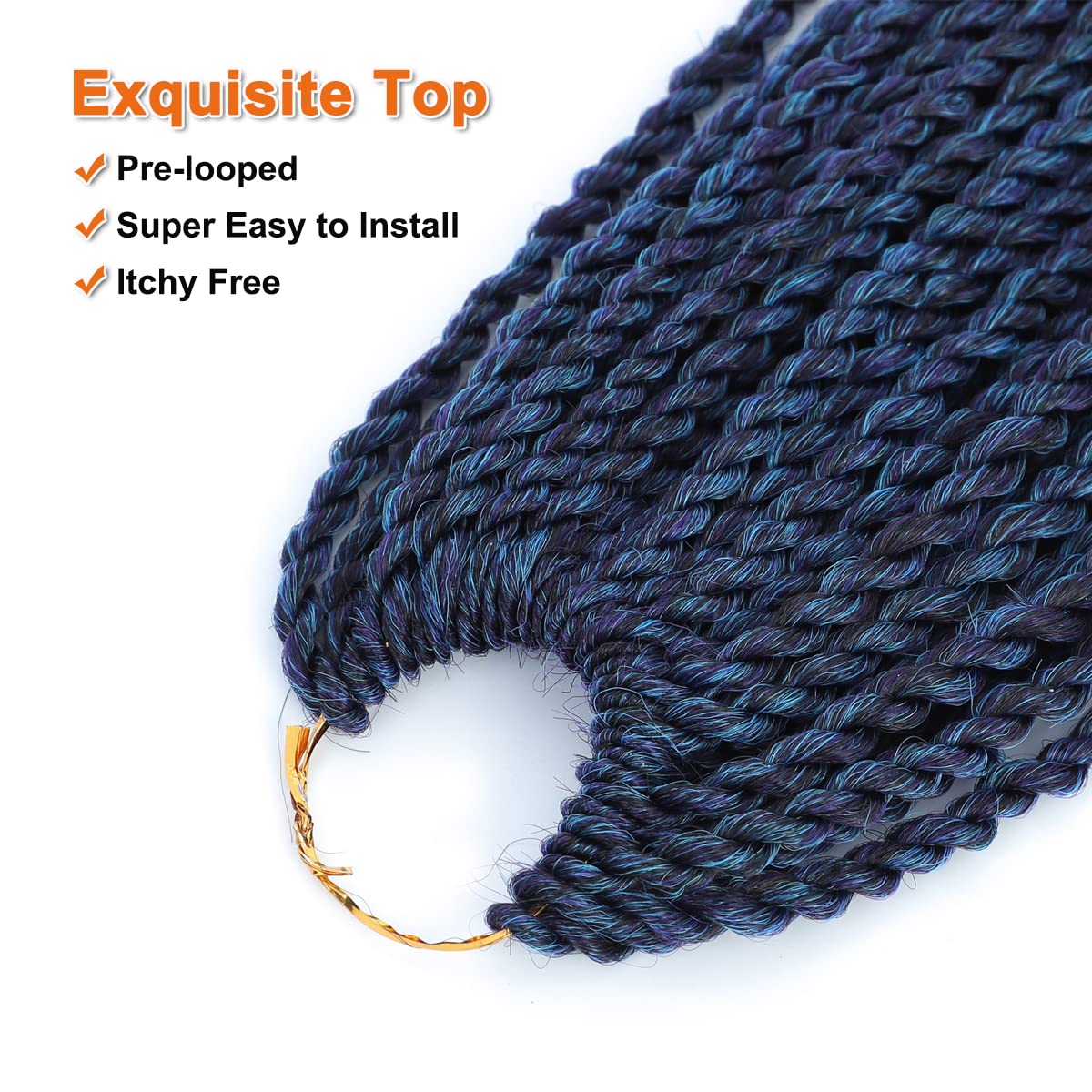 Nayoo Blue Crochet Hair Senegalese Twist, 22 Inch 8 Packs Small Crochet Hair For Black Women, 35 Strands/Pack Braids Crochet Hai