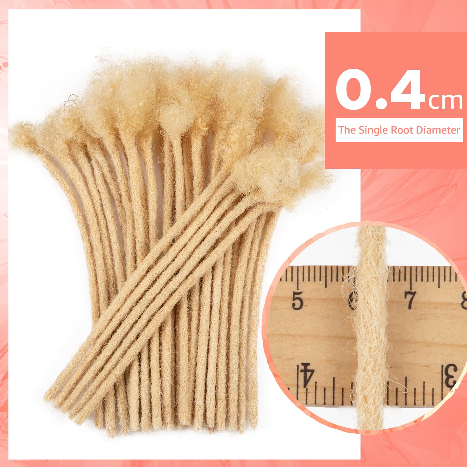 Teresa Small 0.4Cm And Medium 0.8Cm 100% Human Hair Dreadlock Extensions For Men/Women/Kids Permanent Loc Extensions Human Hair