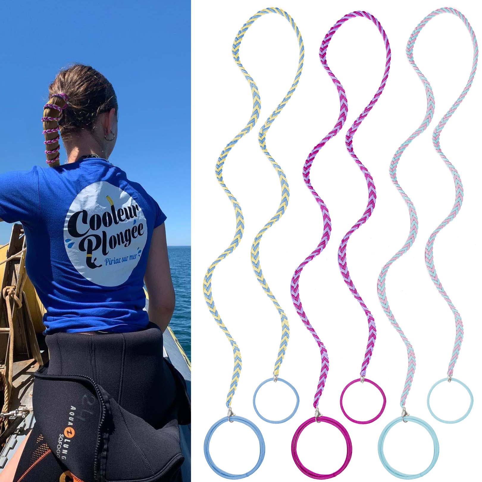 3 Packs 35'' Ponytail Holders - Elastic Colorful Scrunchies For Thick, Long Or Thin Hair, No Damage For Water, Wind, Sports, Str