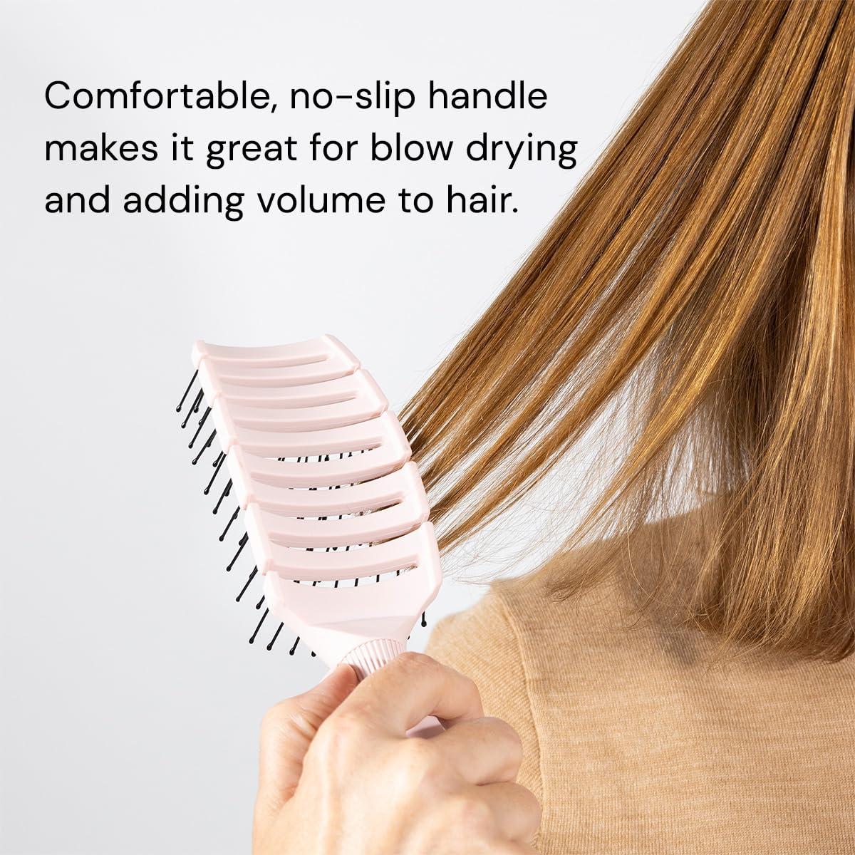 L'ANGE HAIR Siena Flexi Curved Vented Hair Brush - Detangle, Nylon Bristles, Blush