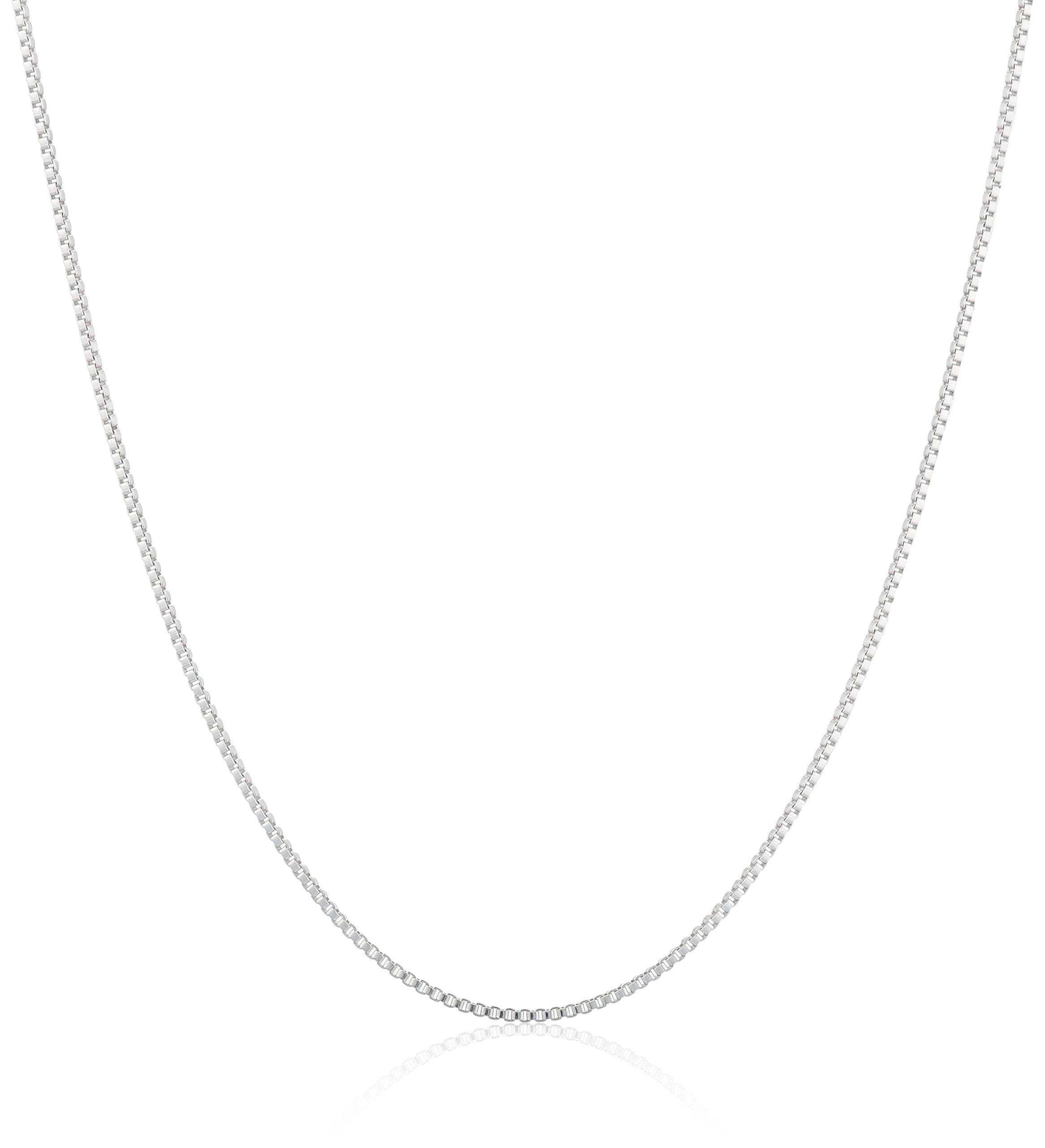 ARGENTO REALE Authentic 925 Sterling Silver Box Chain Necklace, Silver Box Link Necklace, Sterling Silver Chain 1630 Inch, Made