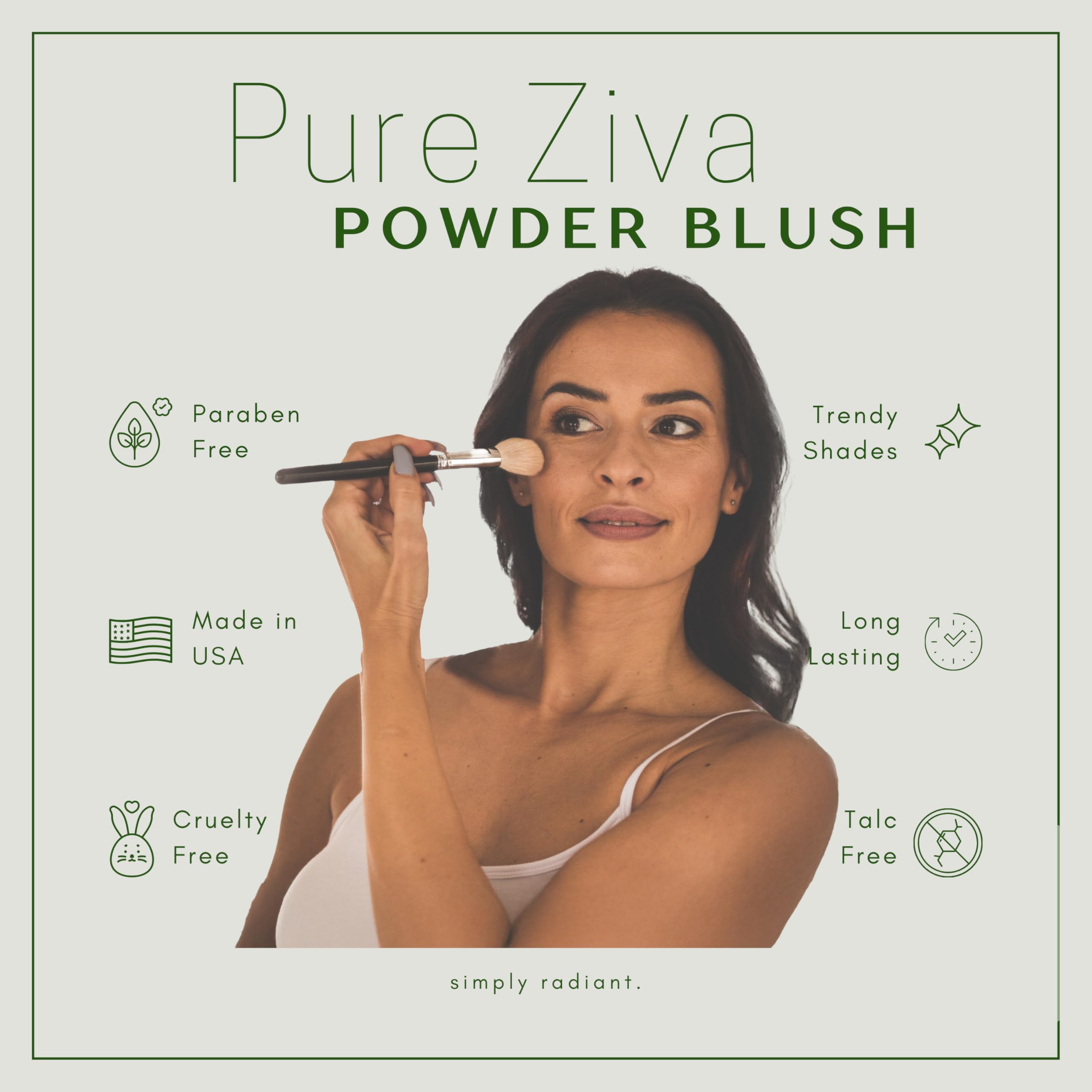 Pure Ziva Hot Pink Bright Fuchsia Magenta Rouge Blush Pressed Cheek Color Powder, Talc & Paraben Free, 4 Grams, No Animal Testin