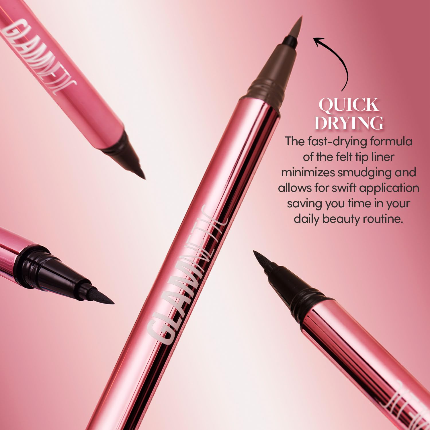 Glamnetic Felt Tip Magnetic Eyeliner Pen - Brown 0.025 Fl Oz | Brown Smudgeproof & Waterproof Eyeliner Pen, All-Day Hold For Mag