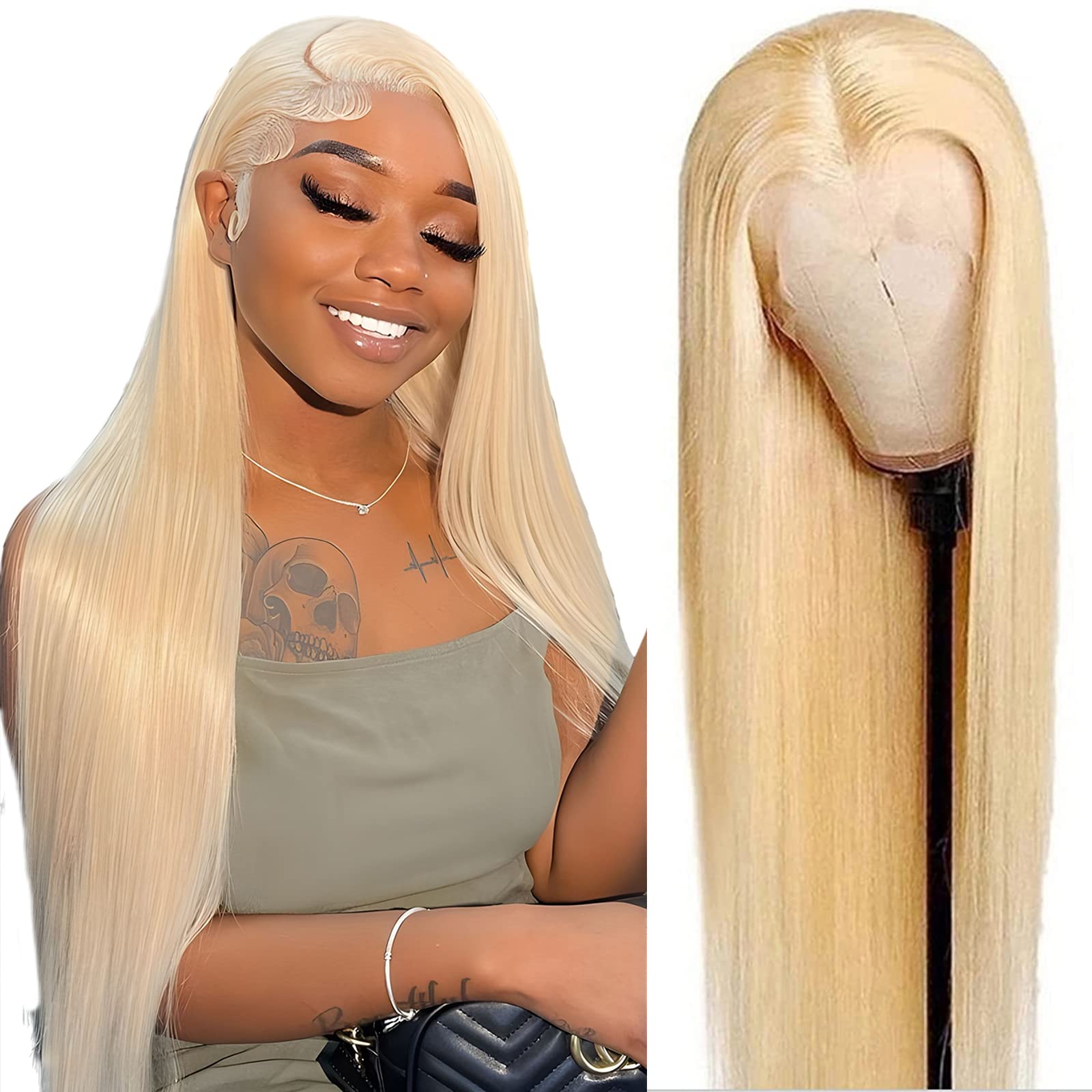 MYDIVA 613 Lace Front Wig Human Hair Straight 13x4 Blonde Lace Front Wigs Human Hair 180% Density 613 HD Lace Frontal Wig 20 inc