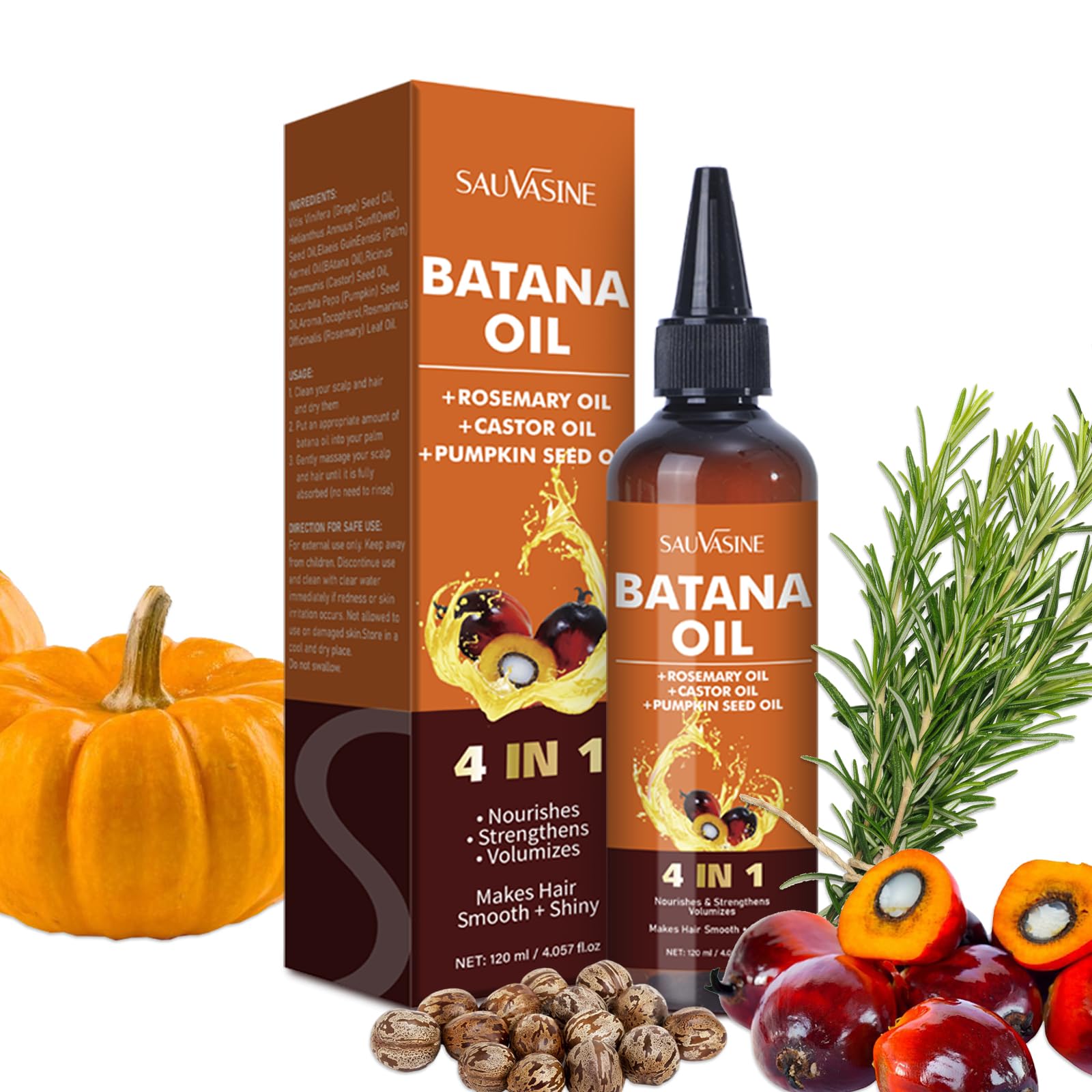 Organic Batana Oil for Hair Growth 4in1 Batana From Honduras with Rosemary,Pumpkin Seed,Castor Oil Deep nourishment,Strengthen