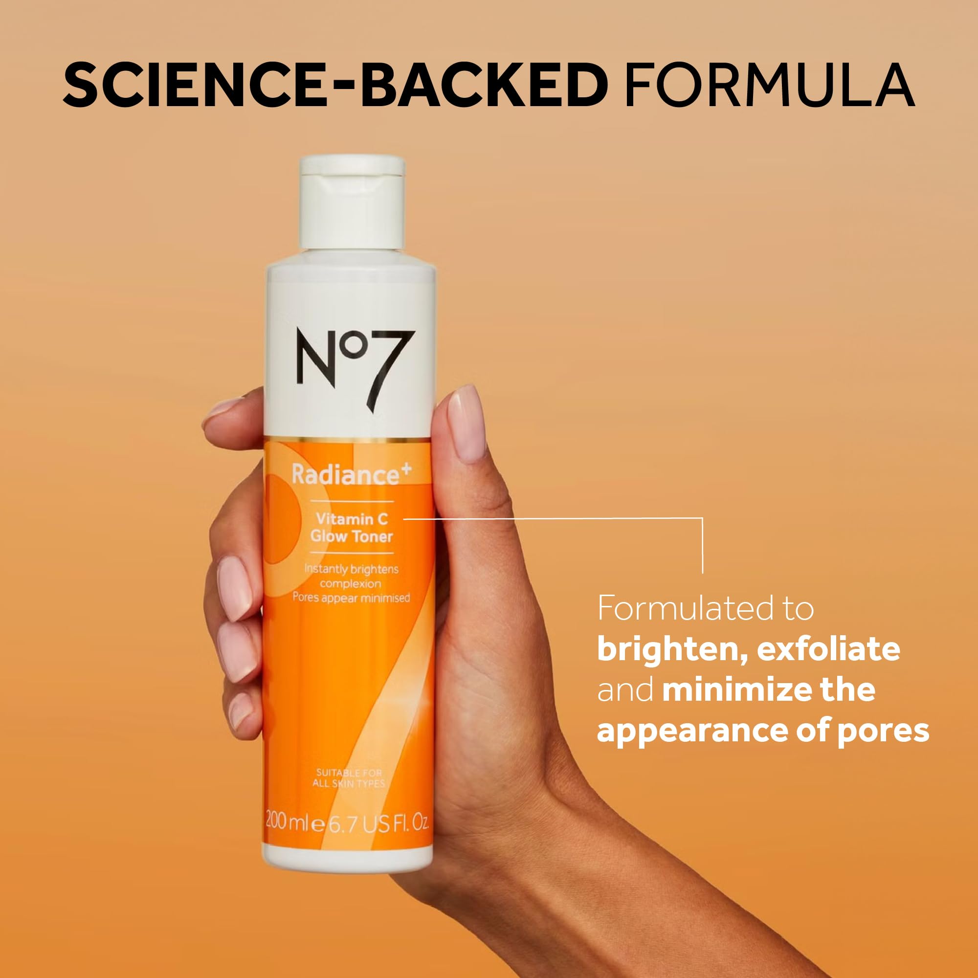 No7 Radiance+ Vitamin C Glow Toner - 2% Vitamin C Complex Toner With Willow Bark & Aloe Vera - Aha Face Exfoliant Improves Skin