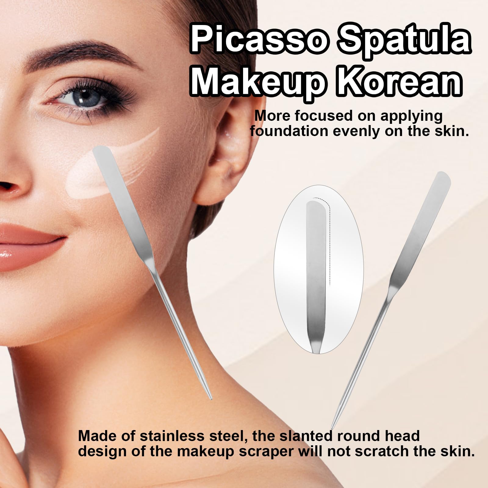 5Pcs Makeup Spatula Korean Set,Including Foundation Spatula Makeup Korean Stainless Steel Makeup Palette Acrylic Cosmetic Palett