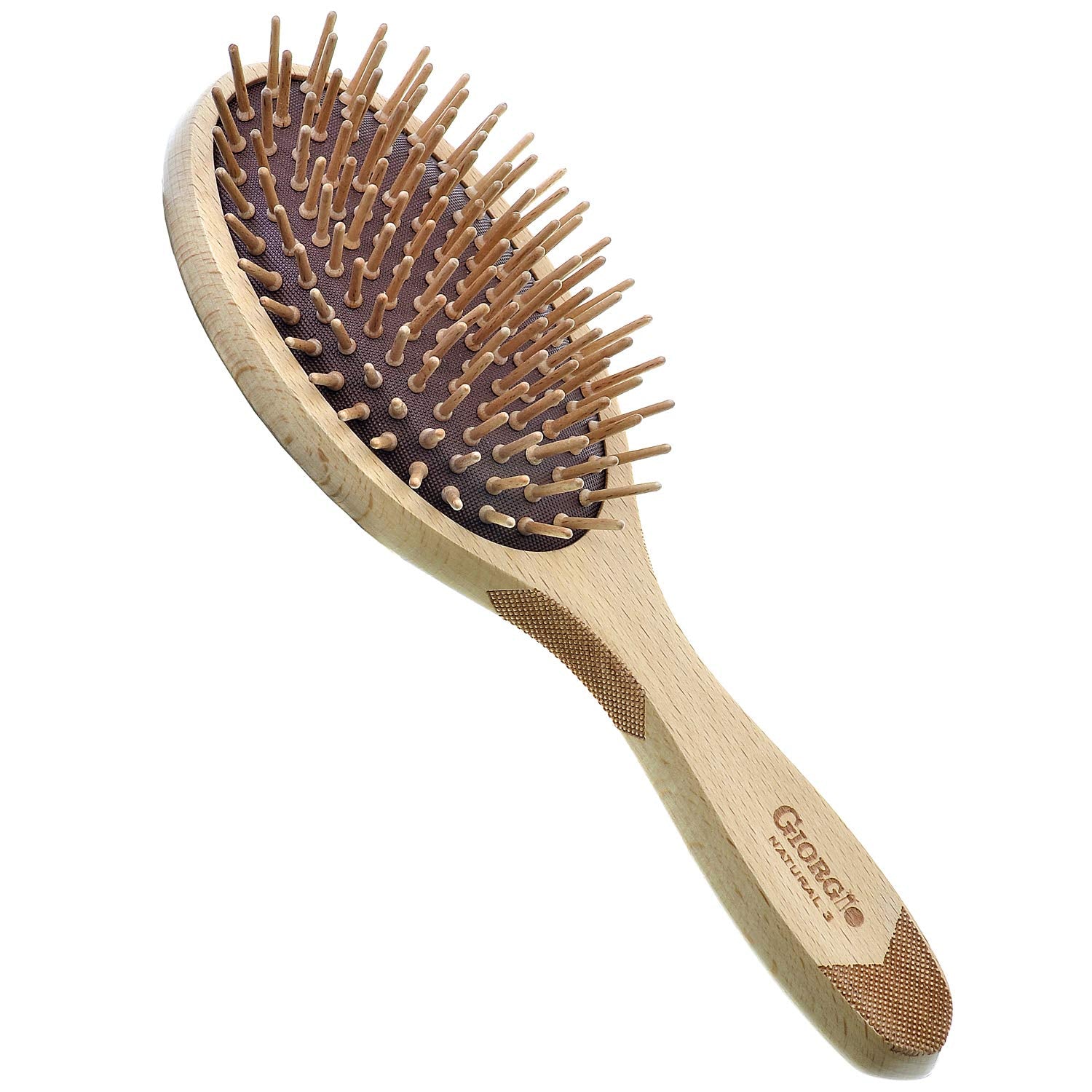 Giorgio Eco Friendly Wooden Bristle Hairbrush  Large Detangling Brush and Hair Growth Brush for Thick or Long Hair  Oval Paddl