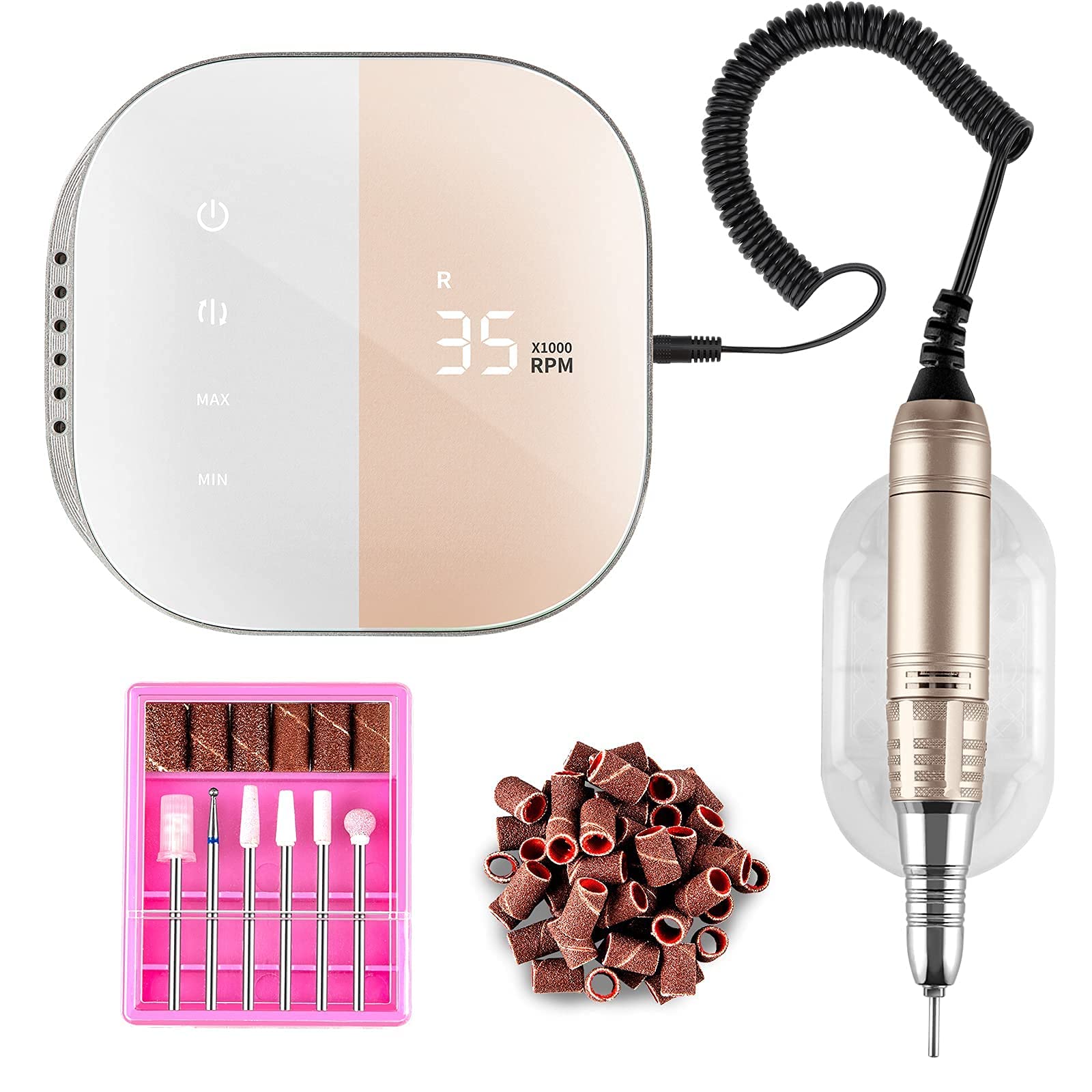 Madenia Professional Nail Drill Machine For Acrylic Nails, 35000Rpm Compact Cute Electric Nail Drills With Touch Screen Efile Na