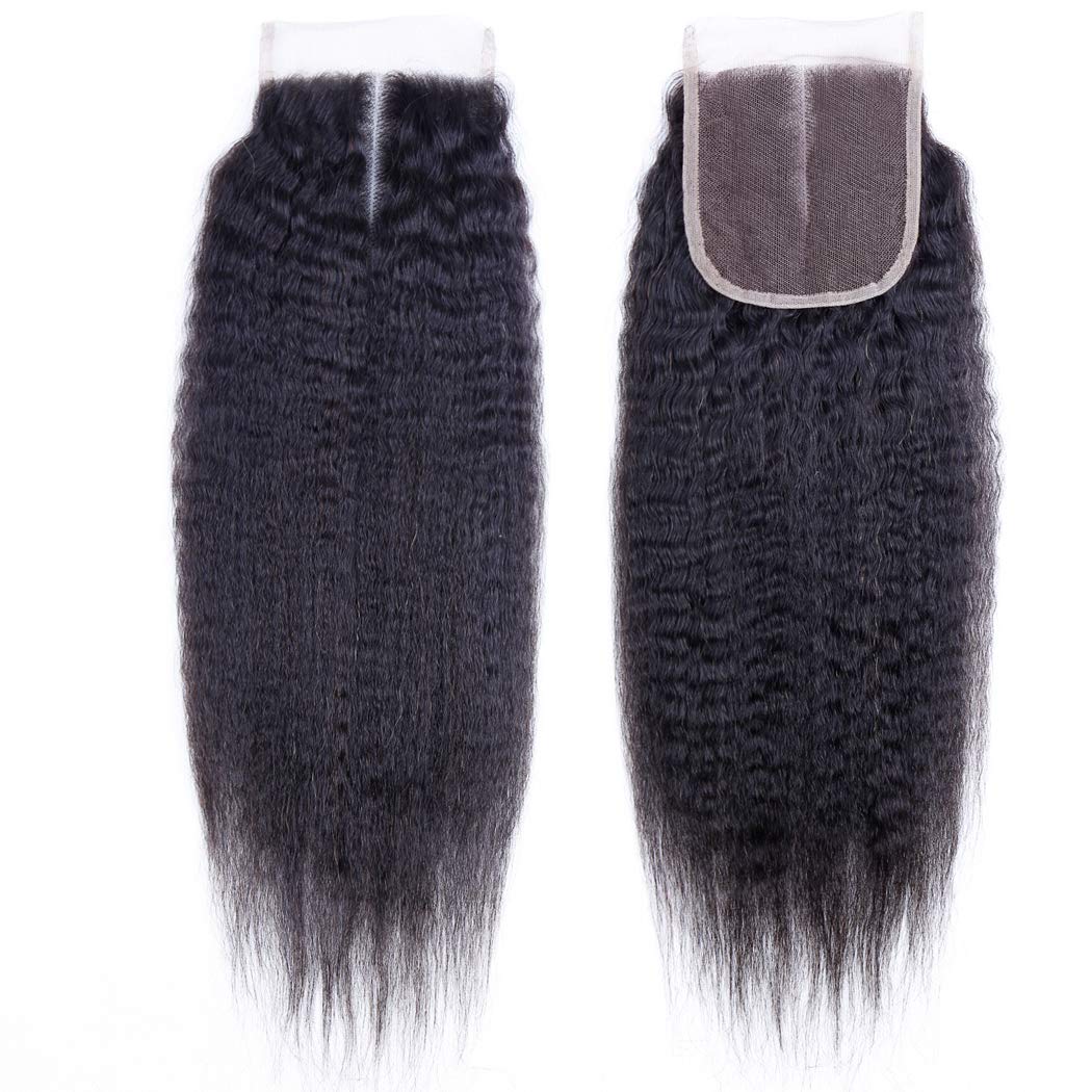 Odir Kinky Straight 4X4 Lace Closure 150% Density Brazilian Human Hair Hand Tied Swiss Lace Closure 9A Unprocessed Yaki Straight
