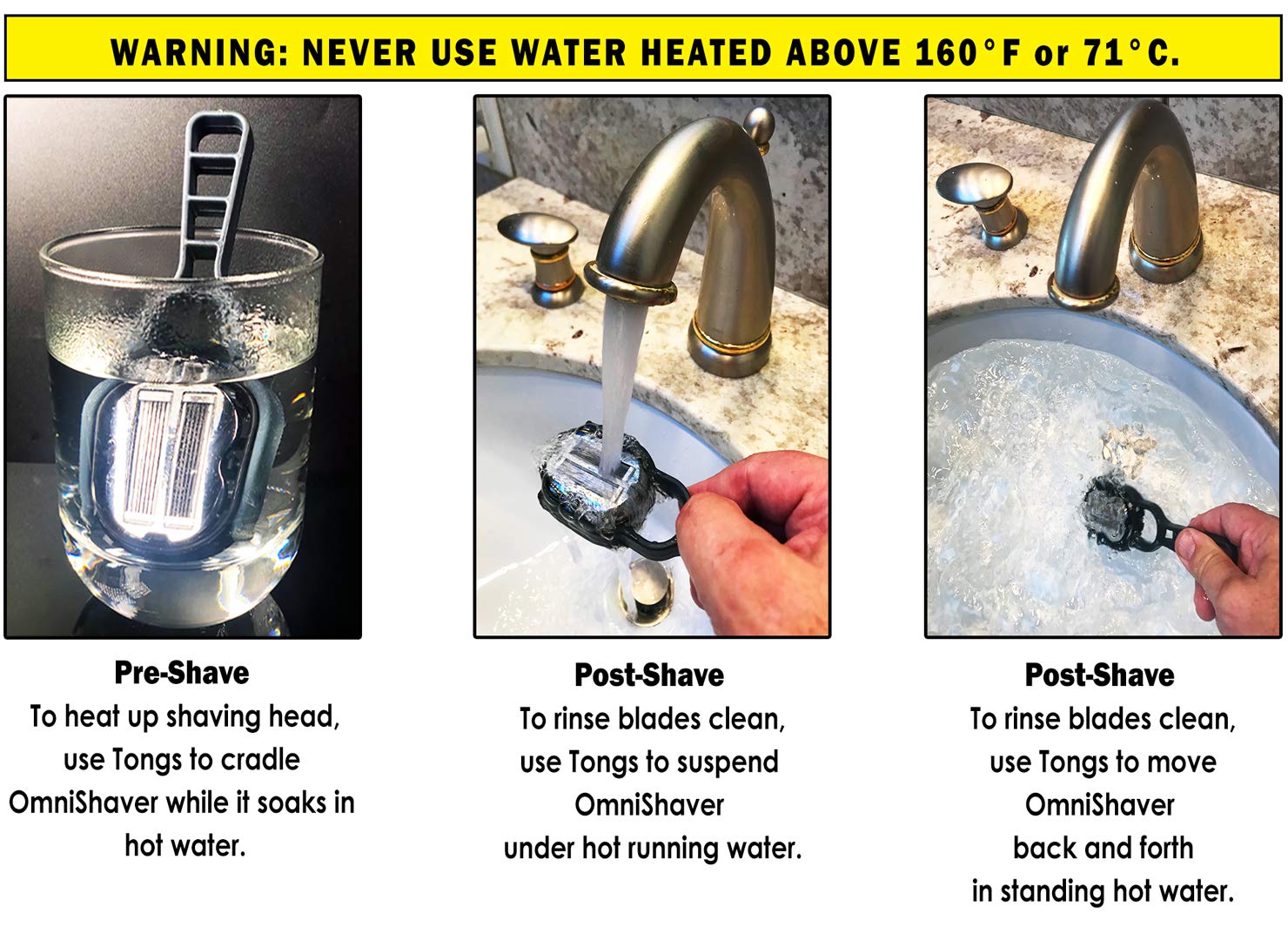 Omnishaver Hot Water Tongs - Keep Your Fingers Away From Hot Water When Soaking And Washing Your Omnishaver!