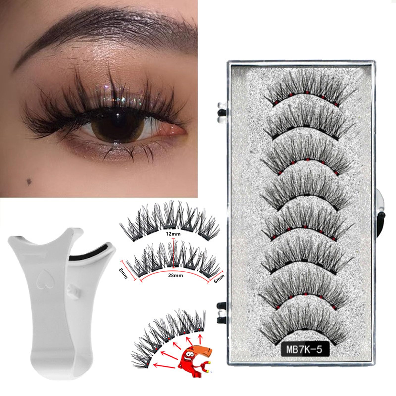Magnetic Eyelashes With Applicator, Reusable Dual Magnetic Lashes Kit Without Eyeliner Magnetic Eyelashes Natural Look Wispy Fal