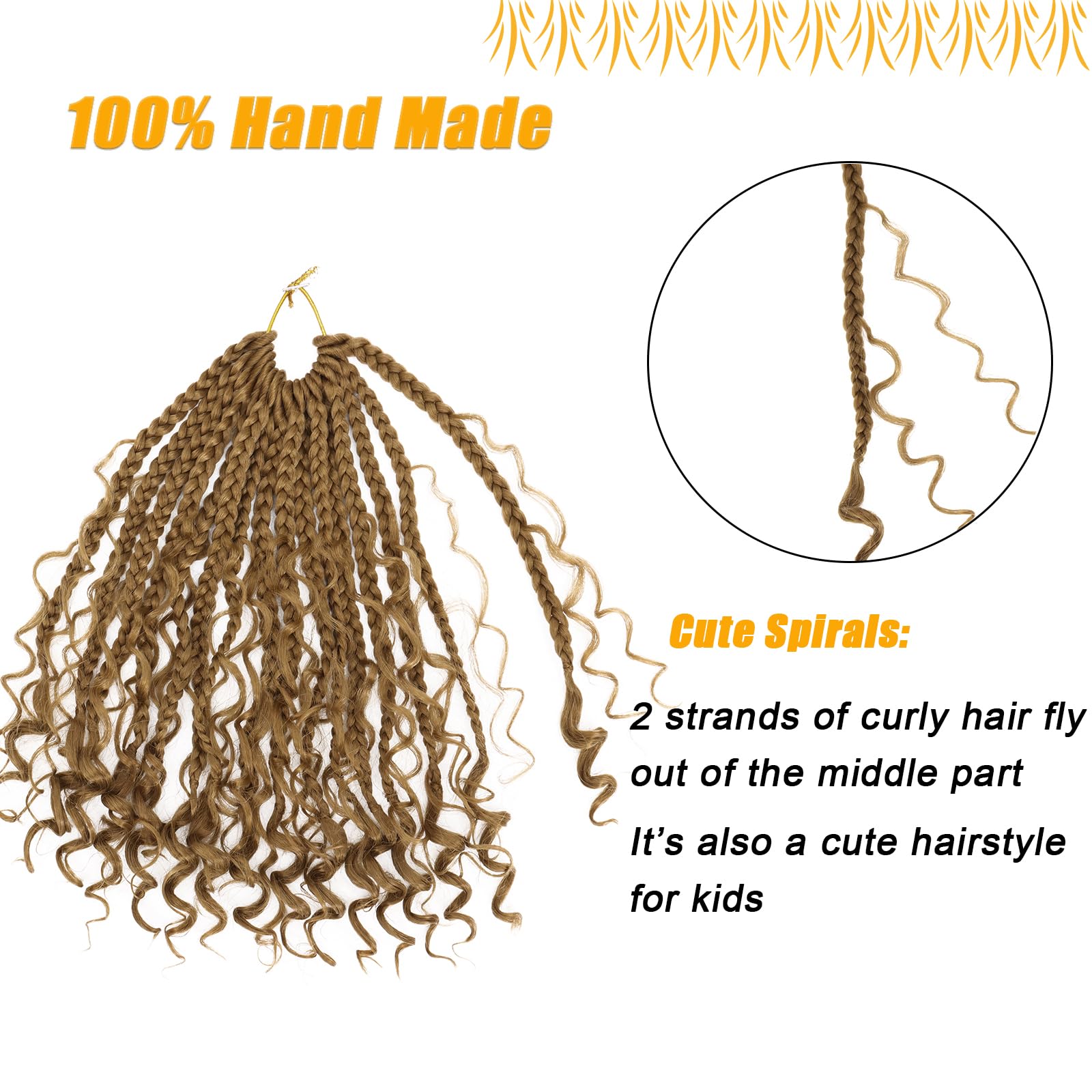 Boho Box Braids Crochet Hair For Women 10 Inch 7 Packs Goddess Box Braids With Curly Ends 3X Short Bob Crochet Braids For Kids S