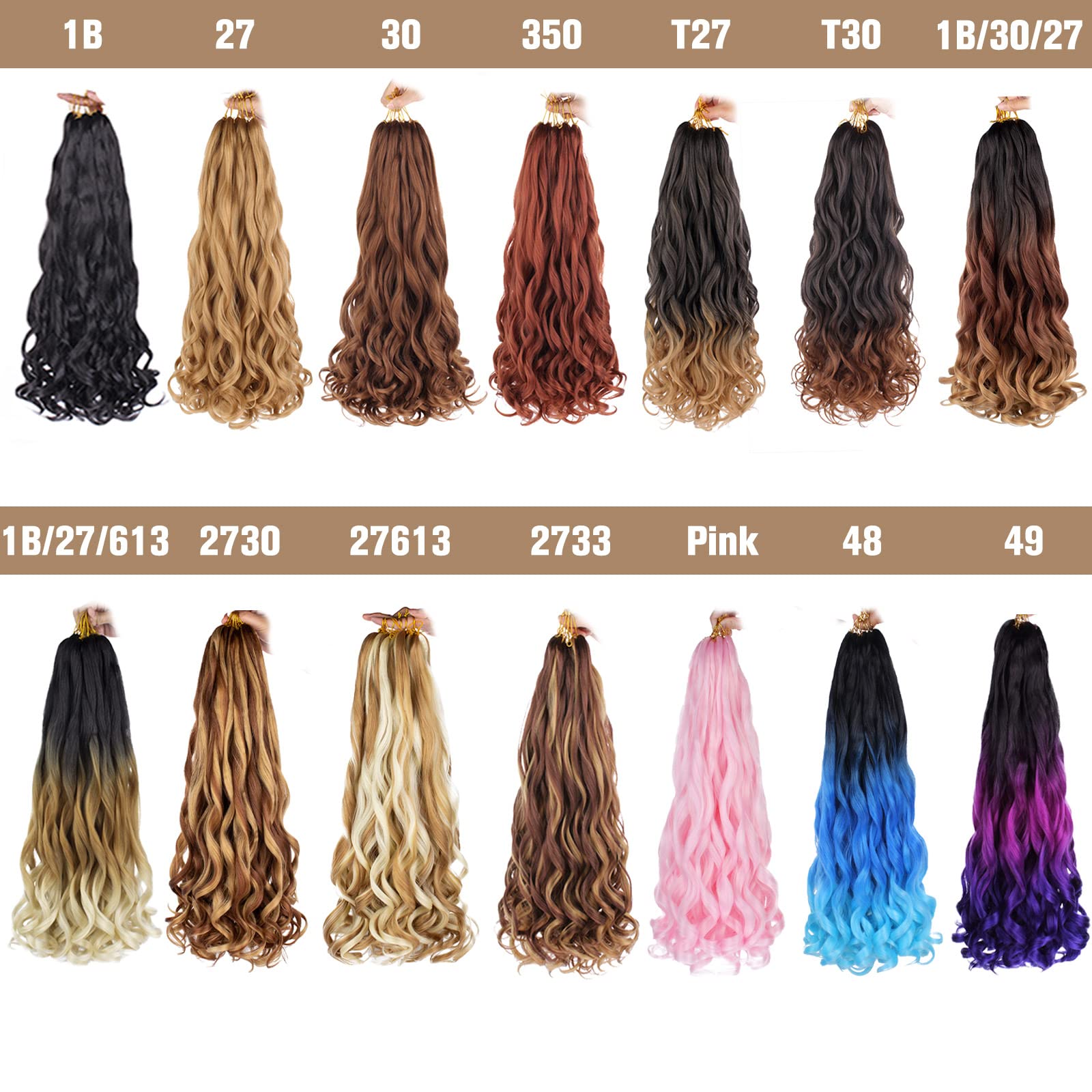 COOKOO 9 Pack 22 Inch Pre Stretched Bouncy Braiding Hair for Box Braids Ombre Brown Loose Curly Braids Extention Spanish Curly C