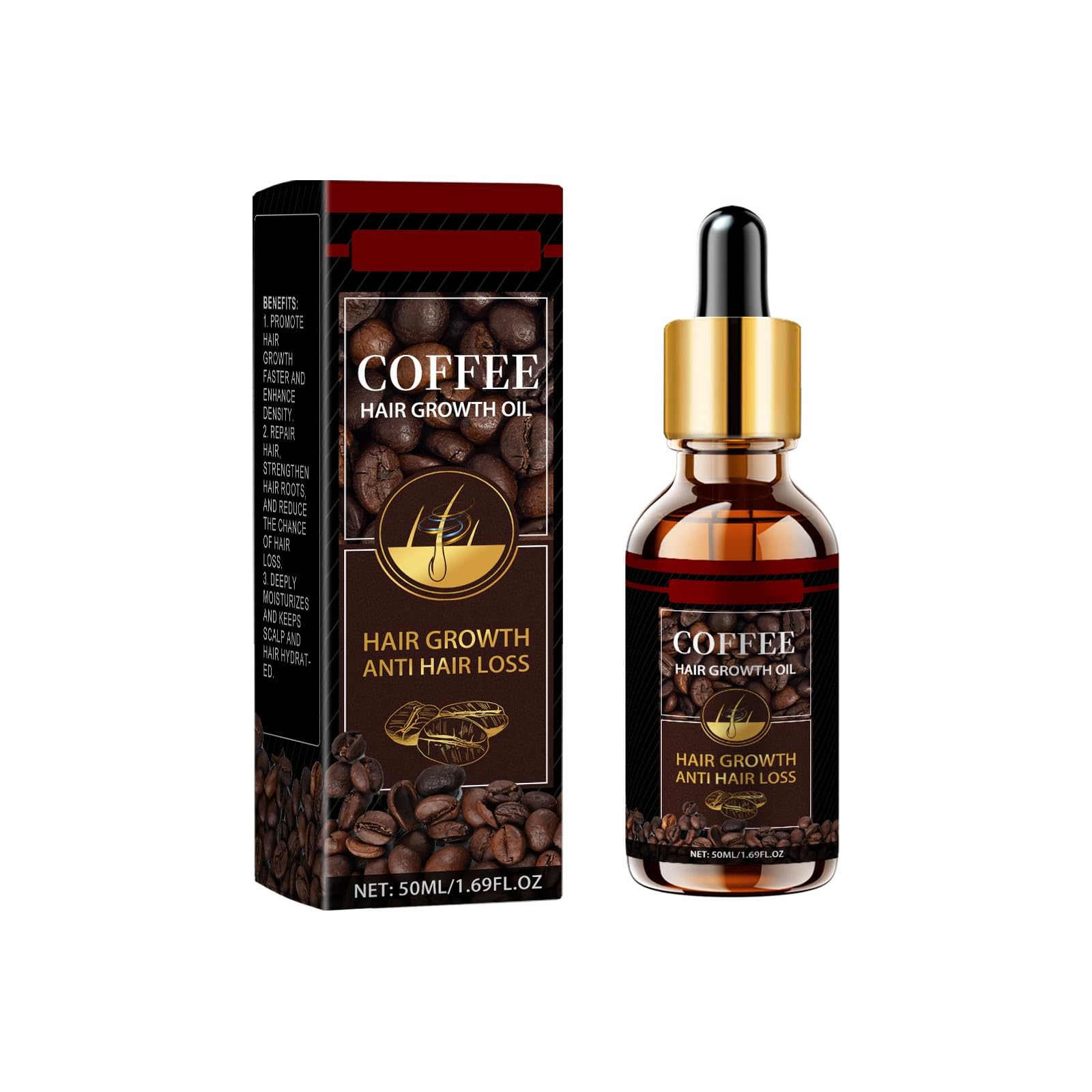 Herbs Wealth Coffee Hair & Scalp Oil, Nourishing LeaveIn Treatment for HealthyLooking Hair, Lightweight Formula, 50ml