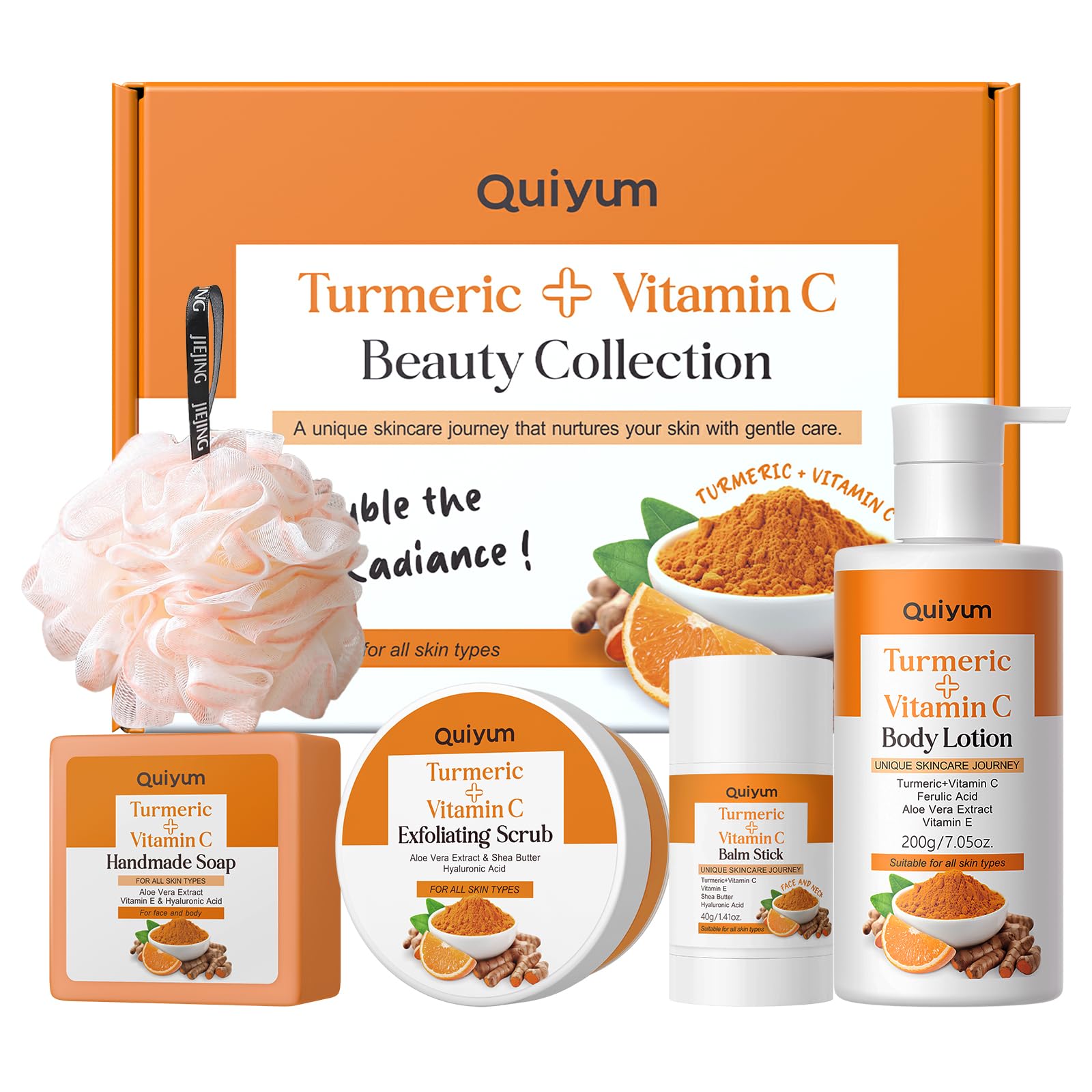 QUIYUM Turmeric VitC Body Care Set  4in1 Body Spa Gift Set for Women