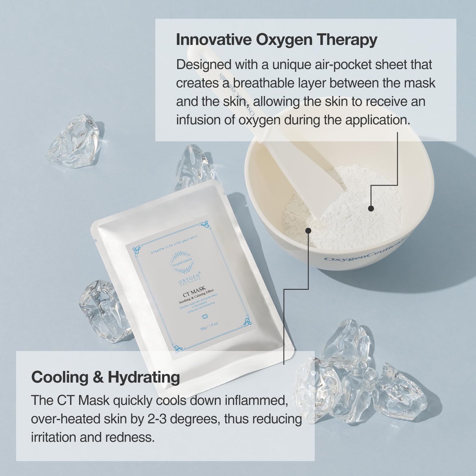 OxygenCeuticals Premuim CT Mask for Face, Facial Peel Off Algae Mask, Menthol Cooling & Calming Skin Treatment, 30g/1oz (5 Packs