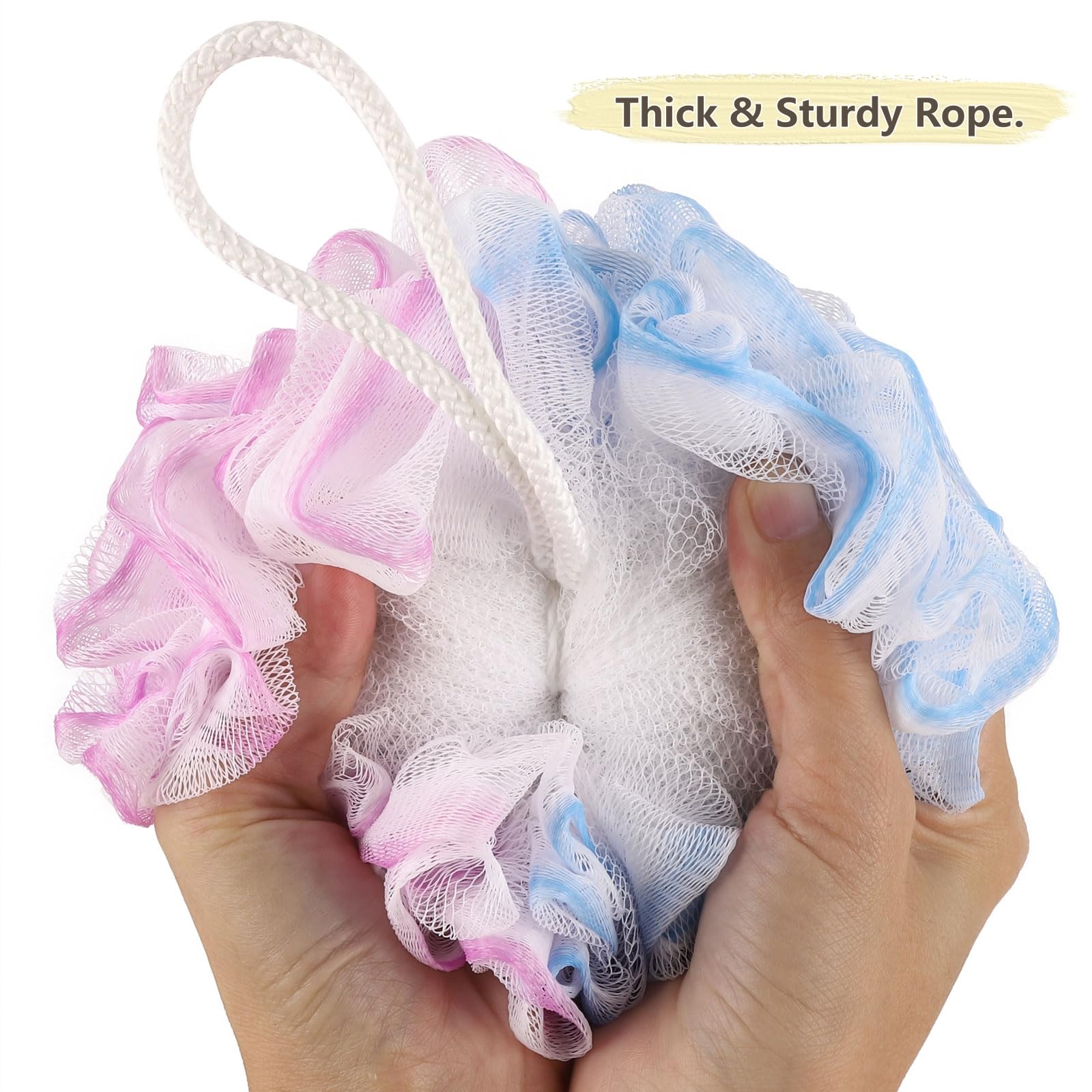Btyms 75G/Pc Bath Loofah Mesh Puffs, Large Body Exfoliating Shower Sponges For Men And Women Showering - Set Of 4