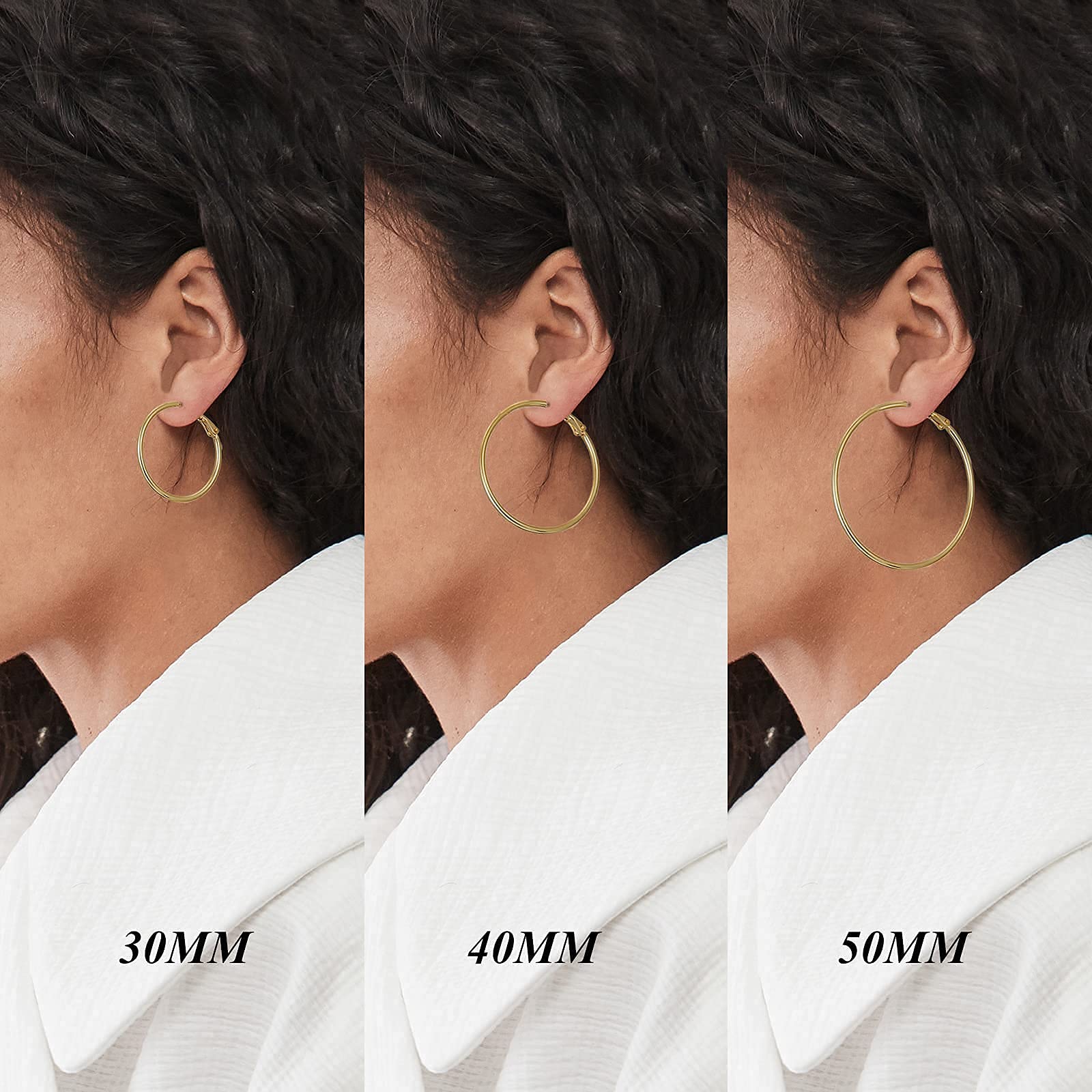Big Gold Hoop Earrings for Women Hypoallergenic 925 Sterling Silver Post Thin Loop 14K Gold Plated Hoop Earrings Set for Girls,
