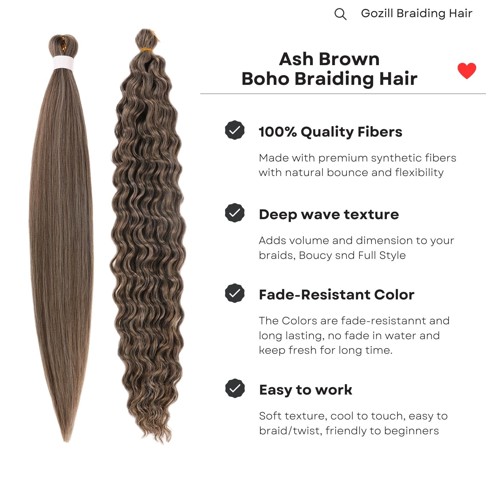 Ash Brown Boho Braiding Hair Synthetic 4/27/613 Mixed Deep Wave Boho Braids Hair for Braiding