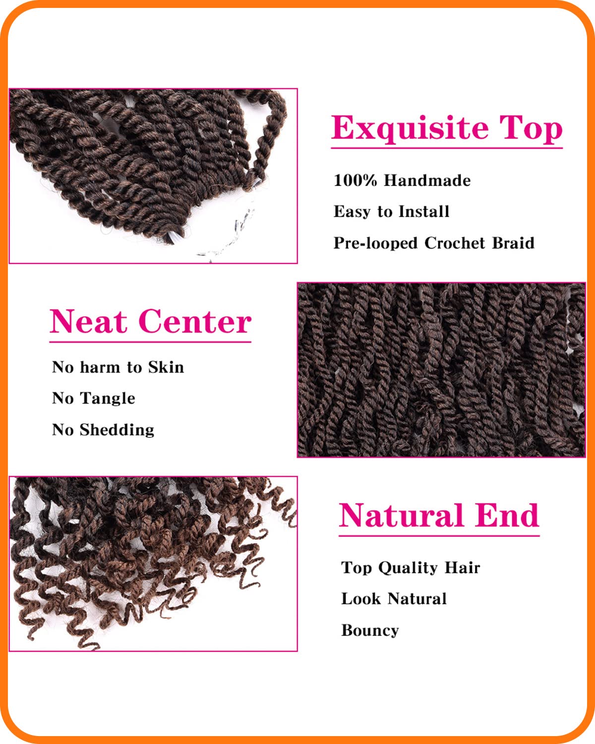 TOZIKA 6 Packs Wavy Senegalese Twist Crochet Hair 12 Inch Synthetic Braids, T30# Color