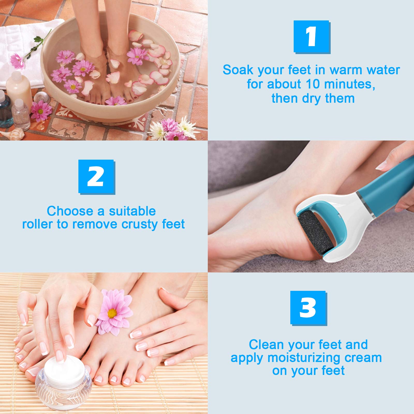 10Pcs Pedi Replacement Rollers Compatible With Amope Pedi Perfect Electronic Foot File, With 2 Curved& 4 Extra Coarse& 3 Regular
