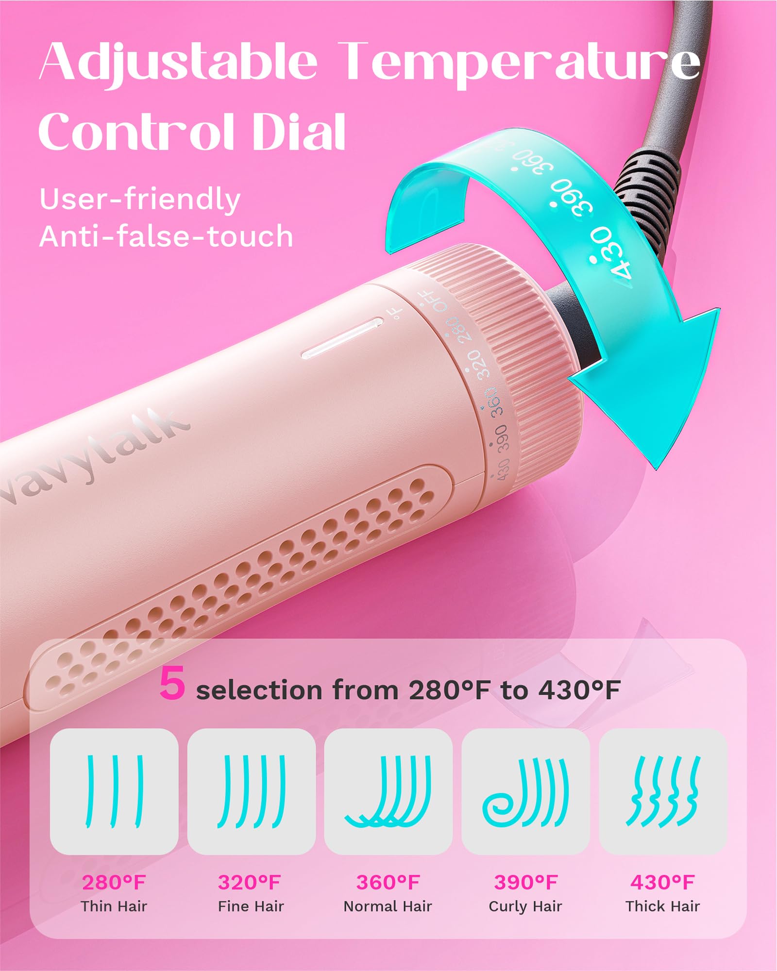 Wavytalk 1 Inch Curling Iron, Airflow Styler with 360 Cooling Air to Lock in Curls Quicker, Hair Straightener and Curler 2 in 1