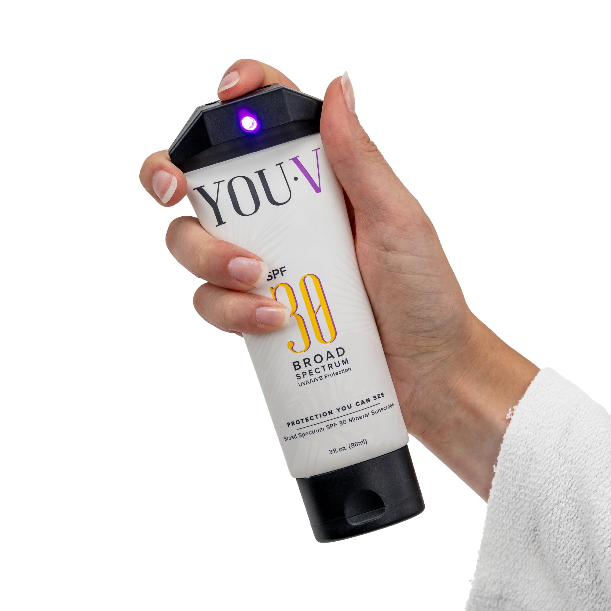 Sunscreen You Can See SPF 30 Mineral  Check Missed Spots Using UV Light