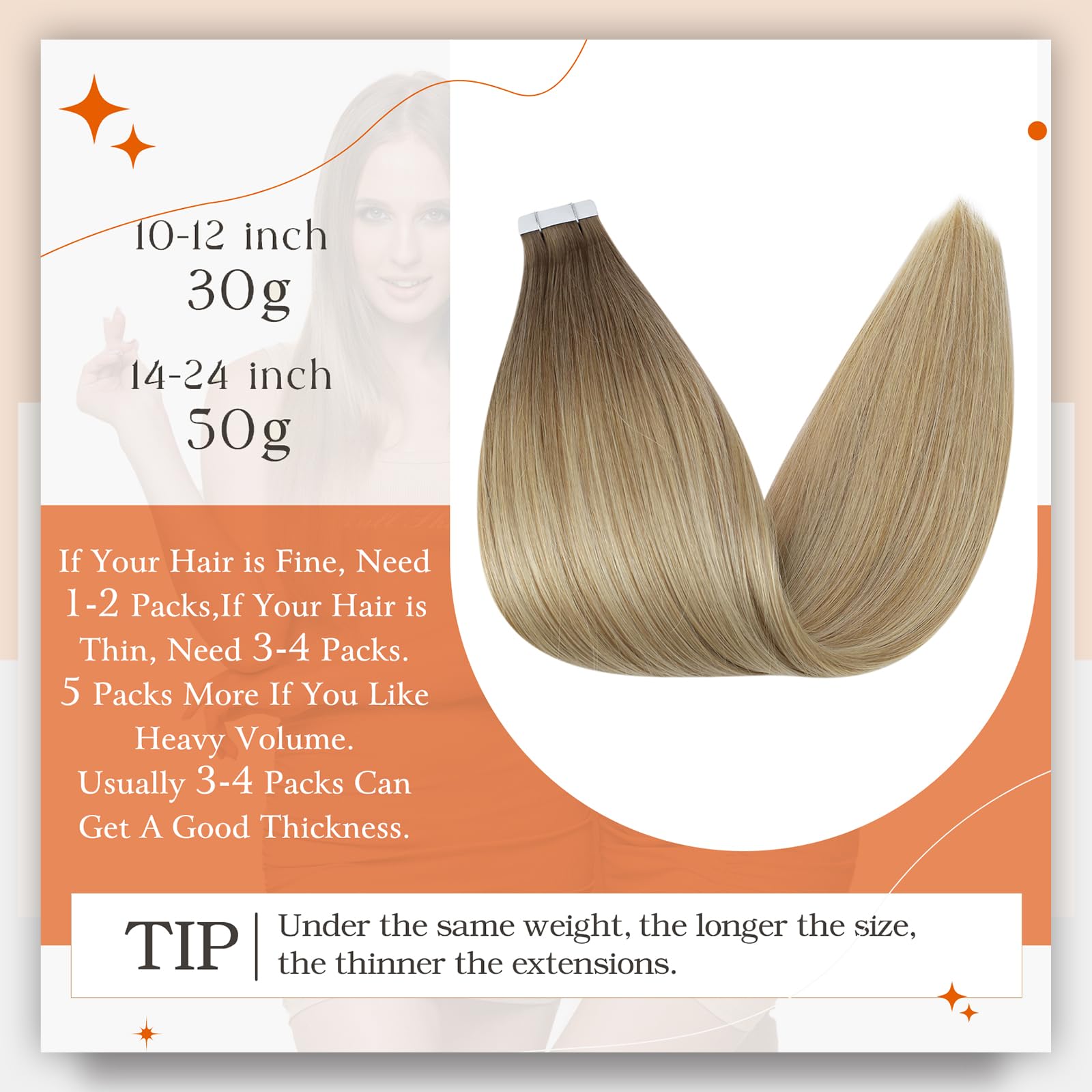 Full Shine Balayage Tape In Hair Extensions Human Hair #6/27/60 Human Hair Tape In Extensions Black Seamless Tape In Human Hair