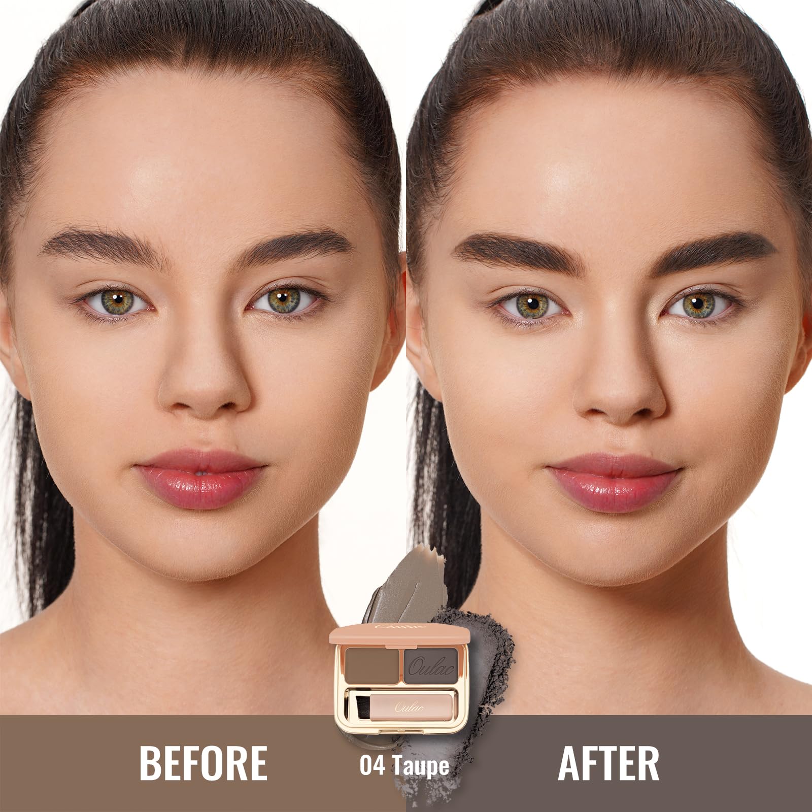 Oulac Waterproof Eyebrow Powder Kit With Brow Brush 2 In1 Long Lasting Instant Eyebrow Pomade & Powder Natural Makeup For Sparse