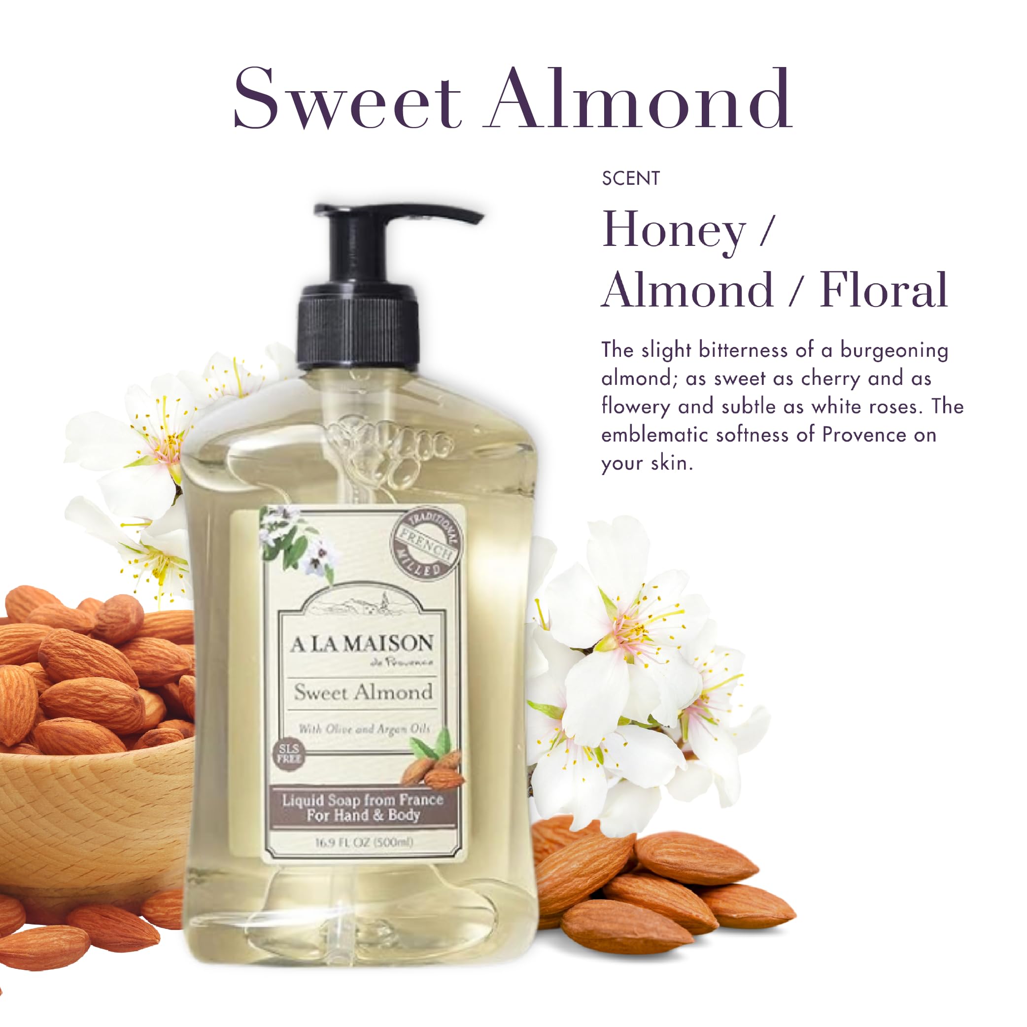 A LA MAISON Liquid Soap, Sweet Almond, 16.89 Fluid Ounce