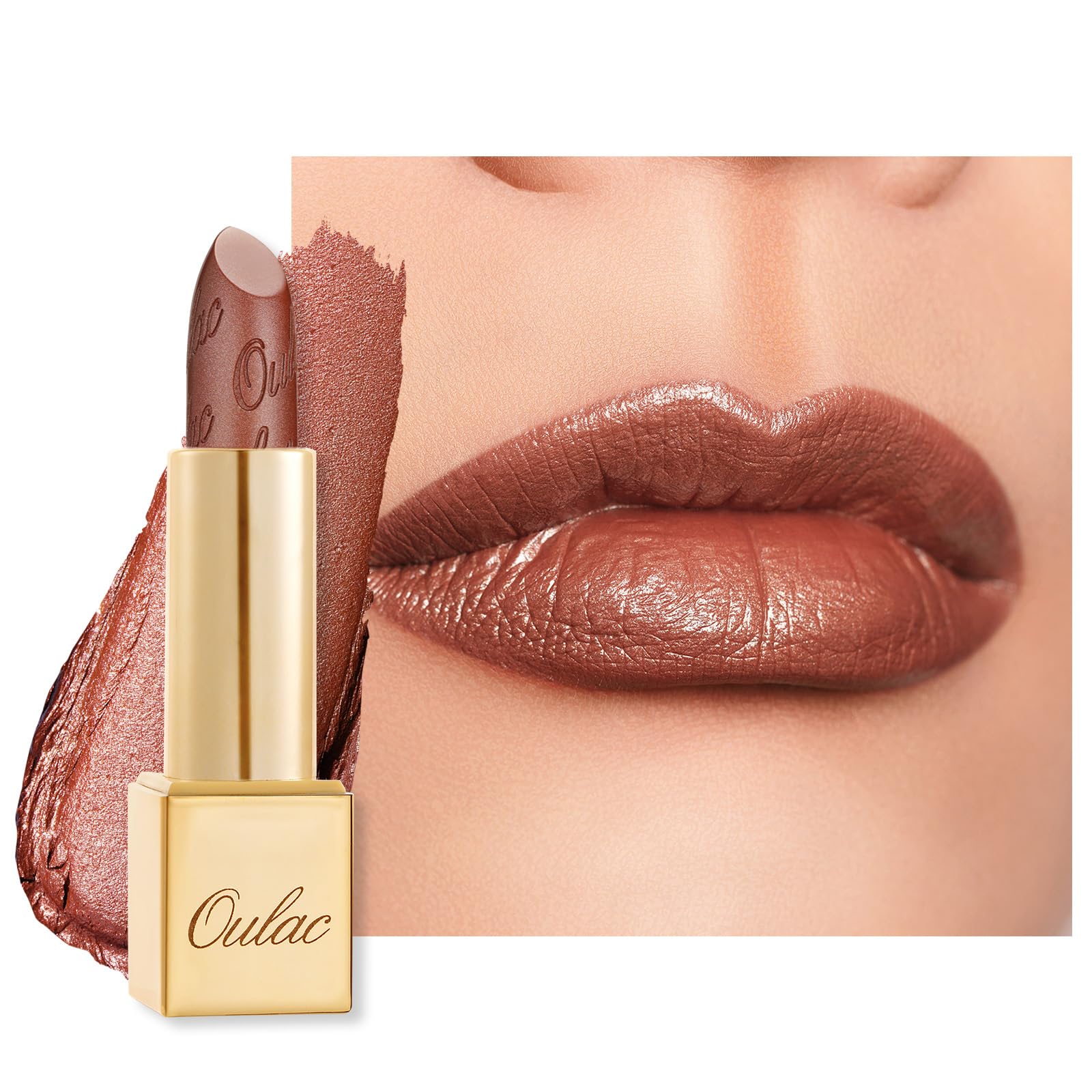Oulac Glitter Lipstick for Women with Metallic 3D Shine Lightweight Hydrating Formula, High Impact Lip Color, Vegan Beauty, Shee
