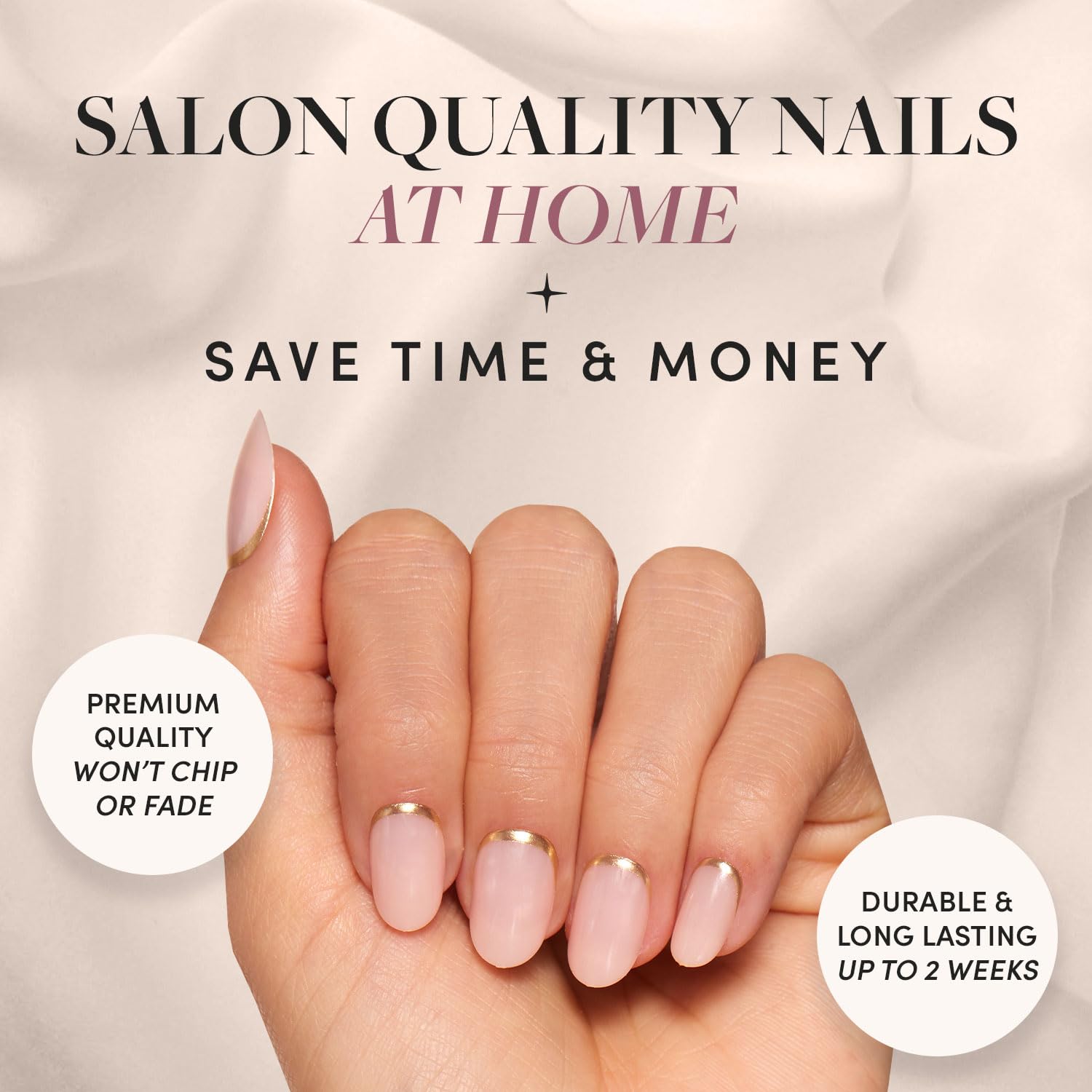Glamnetic Press On Nails - Goal Digger | Glossy, Semi-Transparent, Short Round Nails, Reusable | 12 Sizes - 30 Nail Kit With Glu