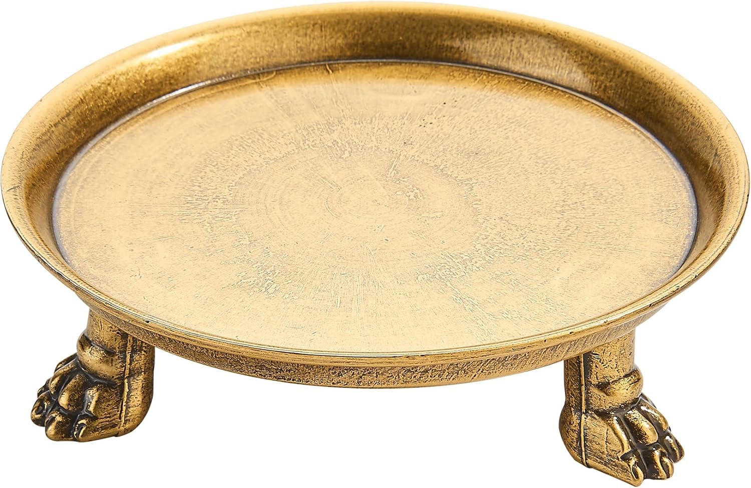 khtumeware 4.5 Inch 100% Solid Brass Clawfoot Candle Dish - Antique Pedestal Dish - Candle Holder - Jewelry Holder - Perfect for