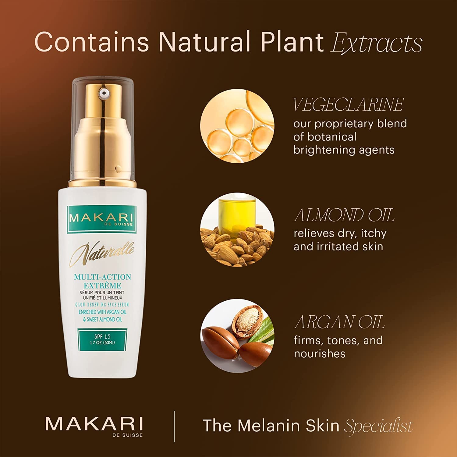 Makari Naturalle Multi-Action Extreme Skin Brightening Serum (1.7 oz) | Brightening Treatment for Dark Spots and Under Eye Circl