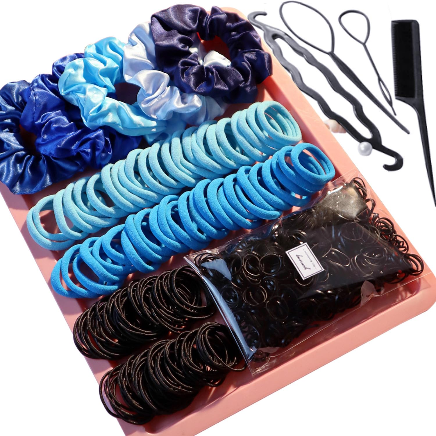 YANRONG Hair Accessories for Woman Set, 755PCS Seamless Ponytail Holders Variety Hair Scrunchies Hair Bands Scrunchy Hair Ties F